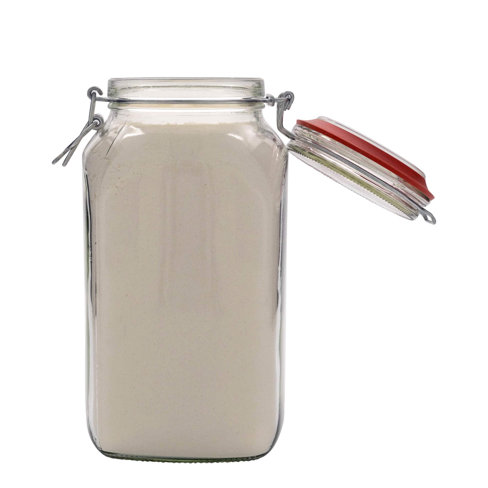 2590 ml patenttikorkkilasipurkki, neliö, suu: patenttikorkki
