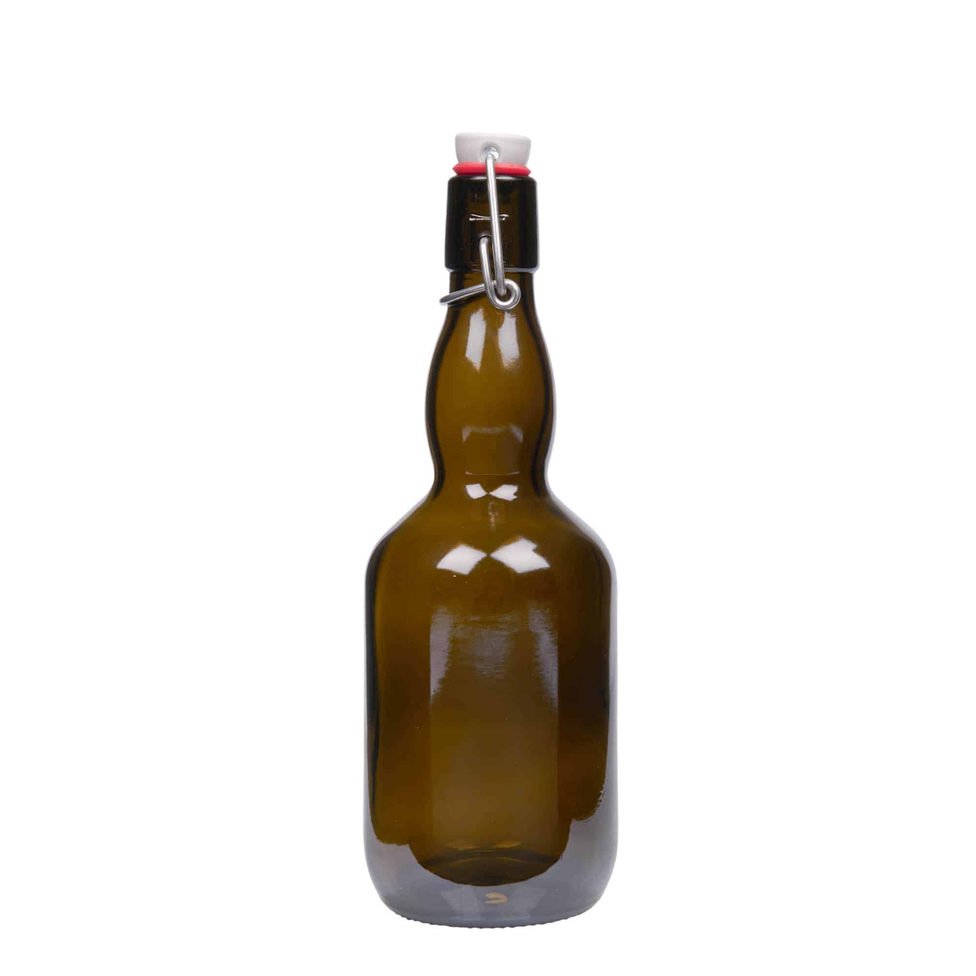 500 ml olutpullo pulleakaul., lasi, antiikinvihreä, suu: patenttikorkki