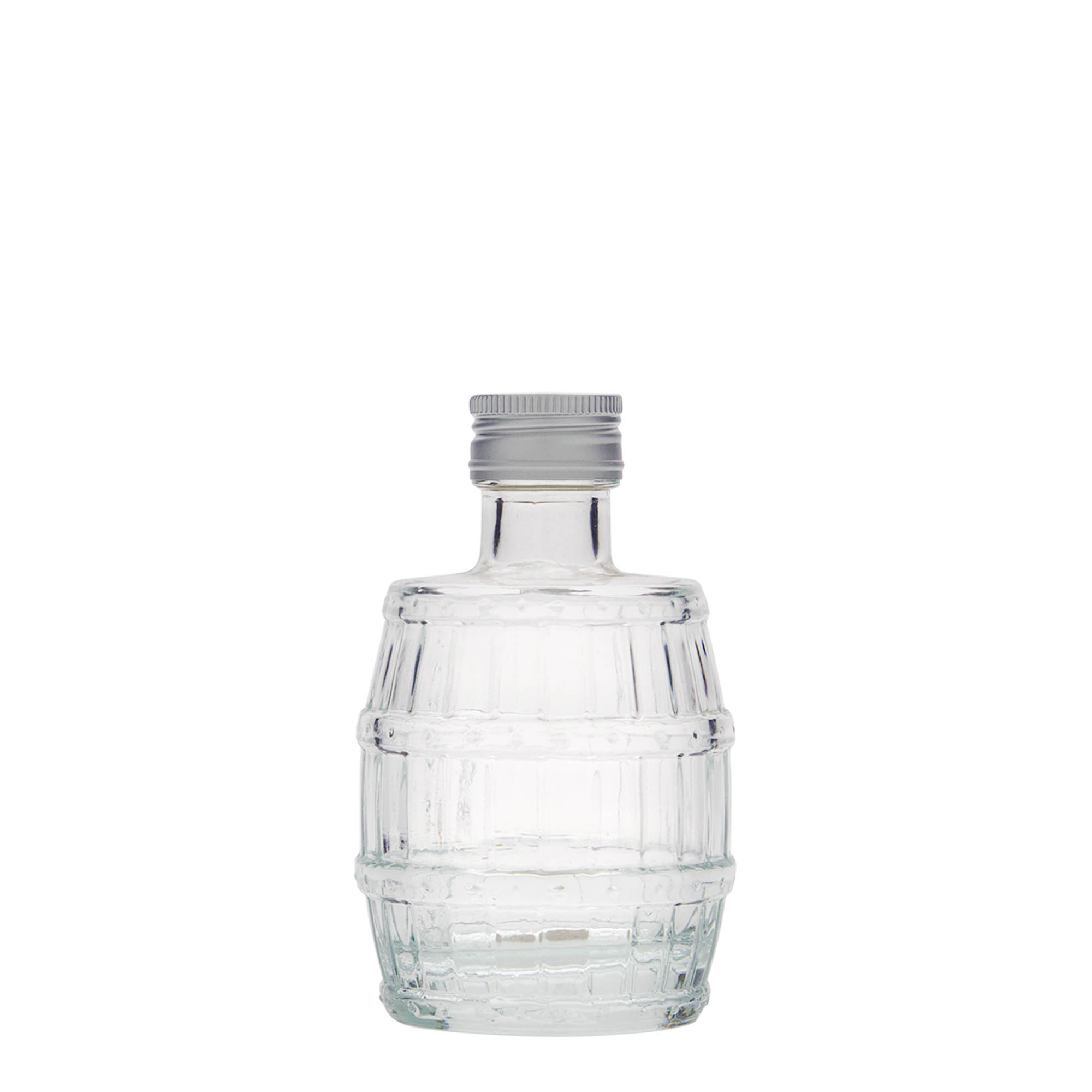 100 ml lasipullo 'tynnyri', suuaukko: PP 24 100 ml lasipullo 'tynnyri', suuaukko: PP 24