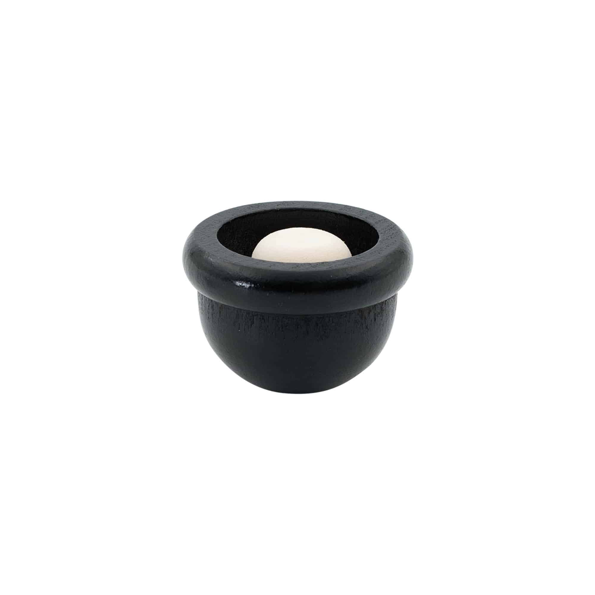 Kahvakorkki 19 mm "Meloni", puu/PE, musta, suulle: korkki
