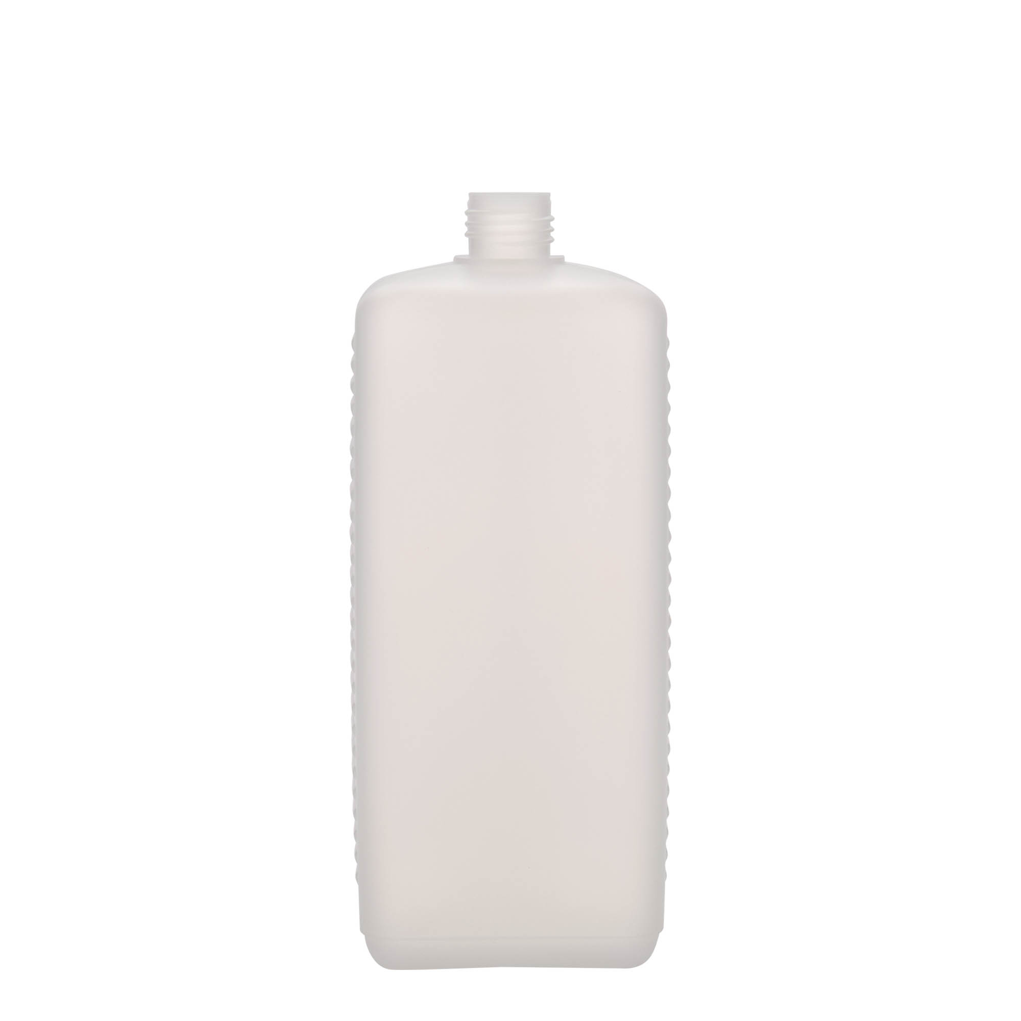 1 000 ml kanisteripullo, suorakaiteen muotoinen, HDPE-muovia, luonnonvärinen, suuaukon koko: DIN 25 EPE