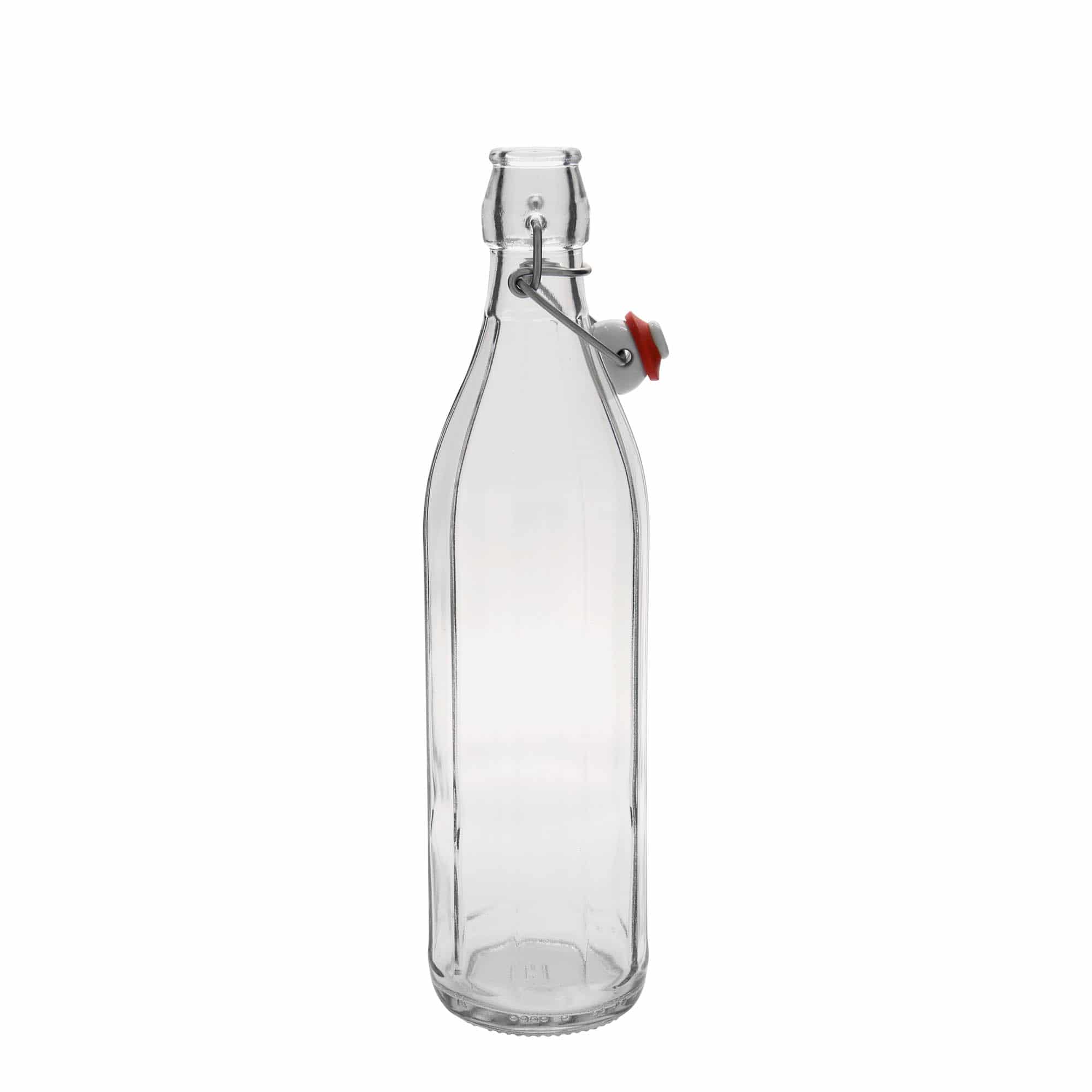 750 ml lasipullo 'Bravo', kymmenkulmainen, suuaukko: lukittava kannellinen