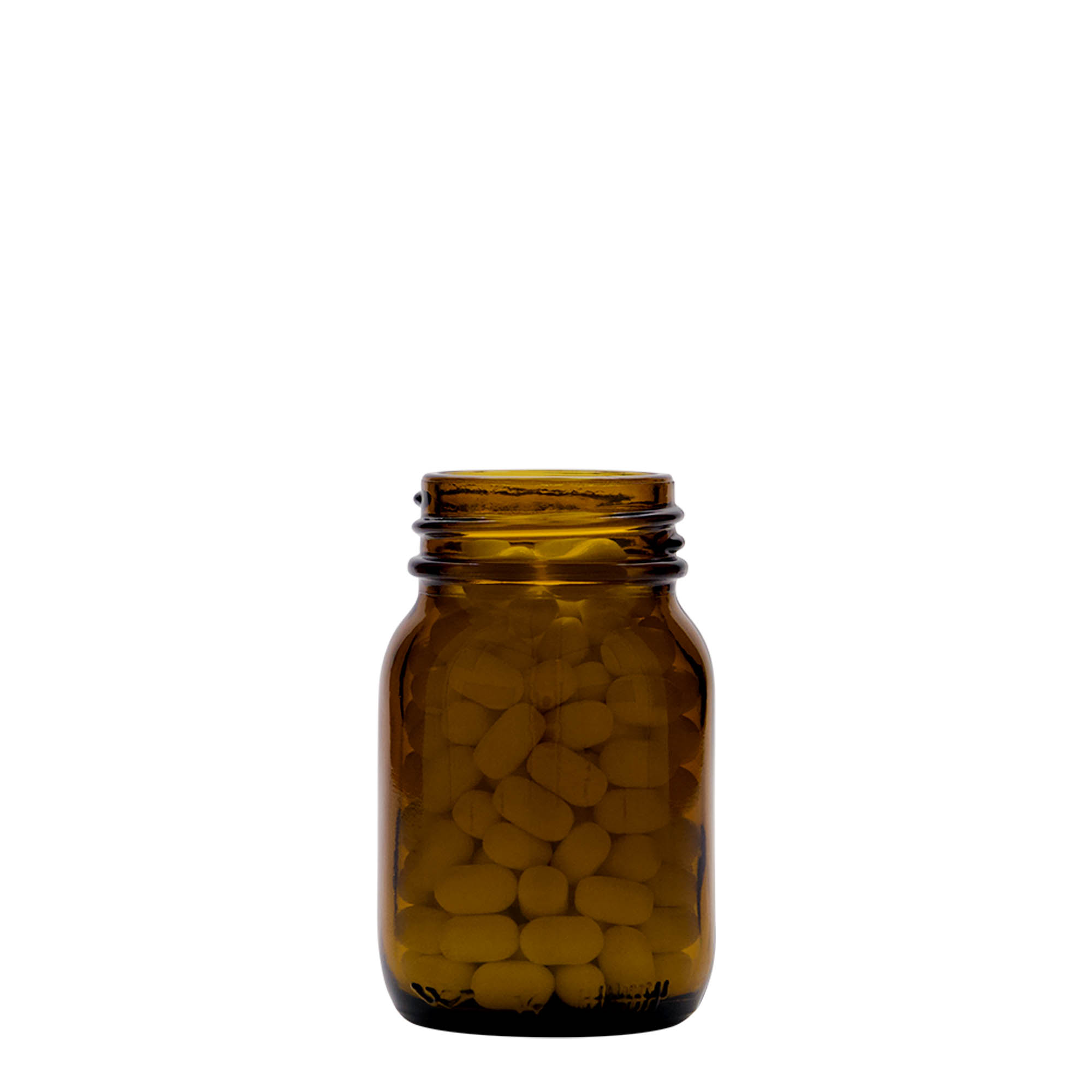 75 ml leveäkaulainen lasi, ruskea, suuaukko: DIN 40