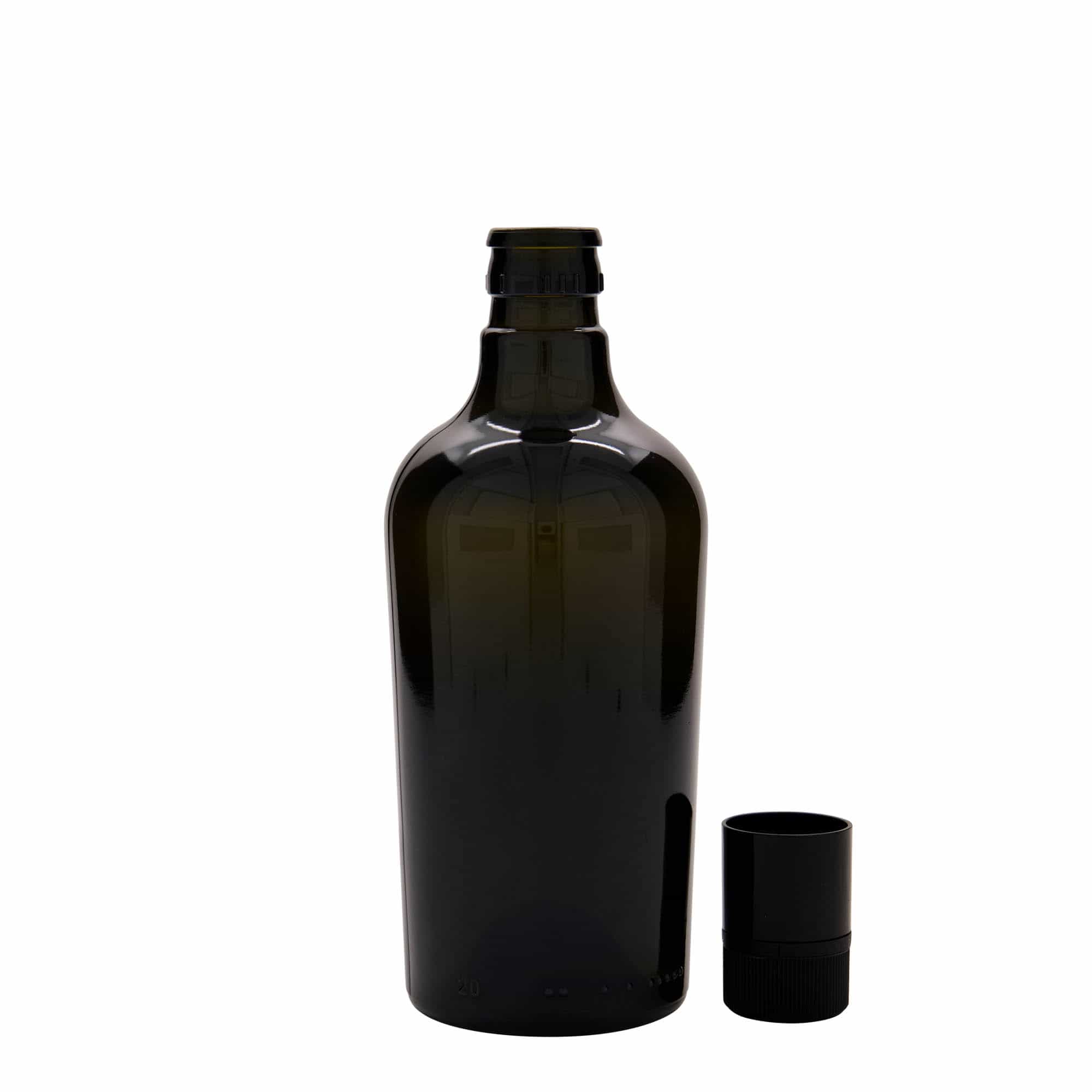 500 ml etikka-/öljypullo 'Oleum', lasia, antiikkivihreä, suuaukko: DOP