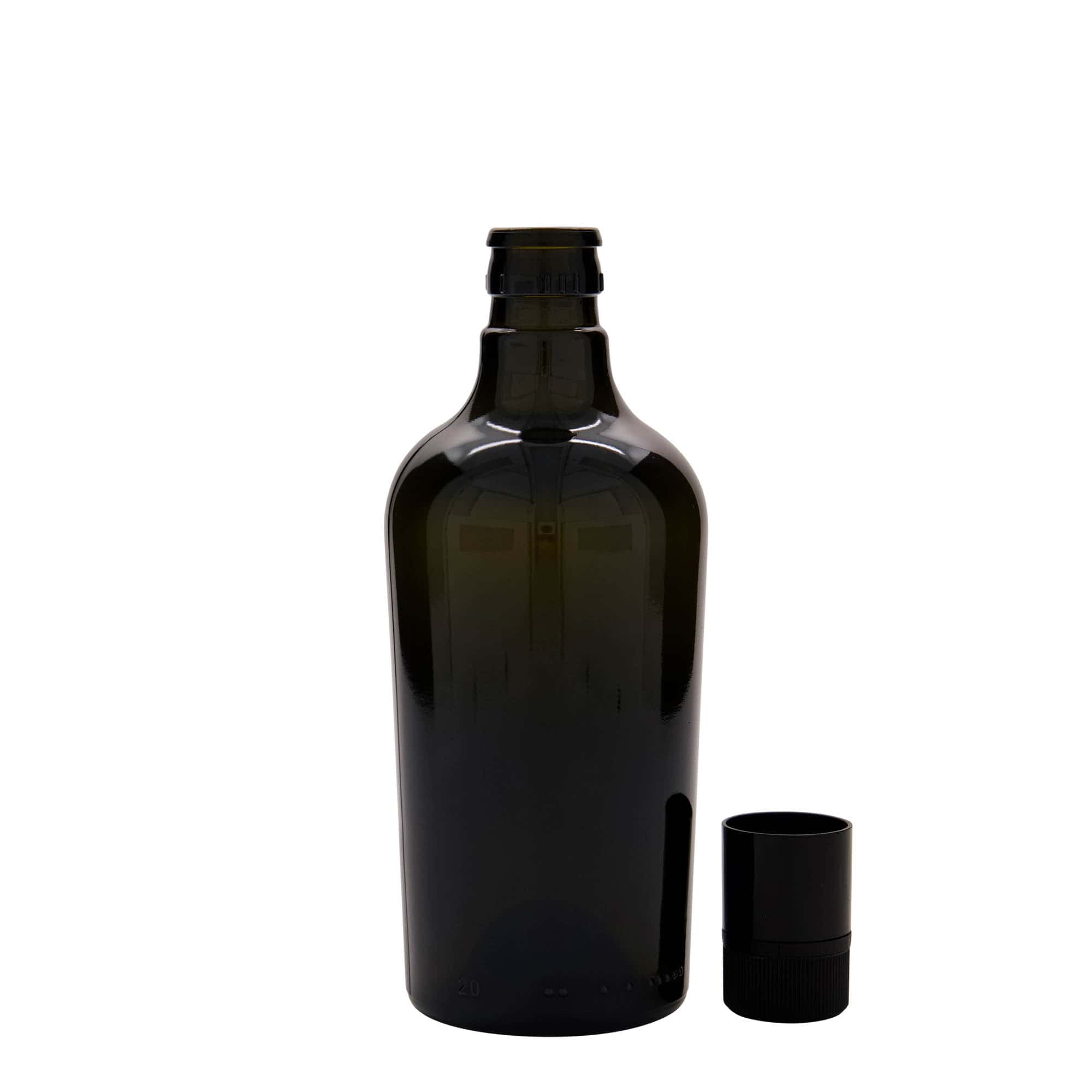 500 ml etikka-/öljypullo 'Oleum', lasia, antiikkivihreä, suuaukko: DOP