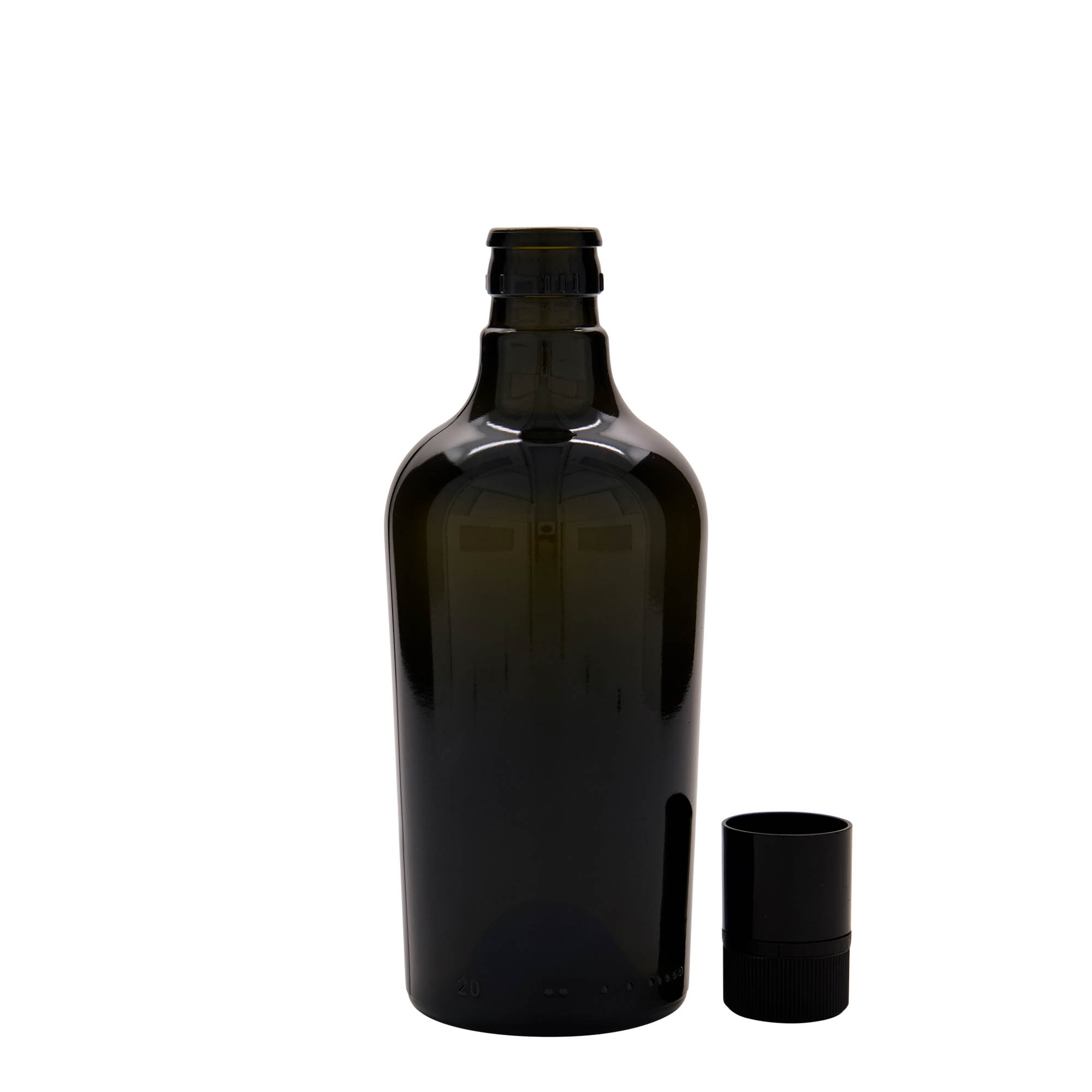 500 ml etikka-/öljypullo 'Oleum', lasia, antiikkivihreä, suuaukko: DOP 500 ml etikka-/öljypullo 'Oleum', lasia, antiikkivihreä, suuaukko: DOP