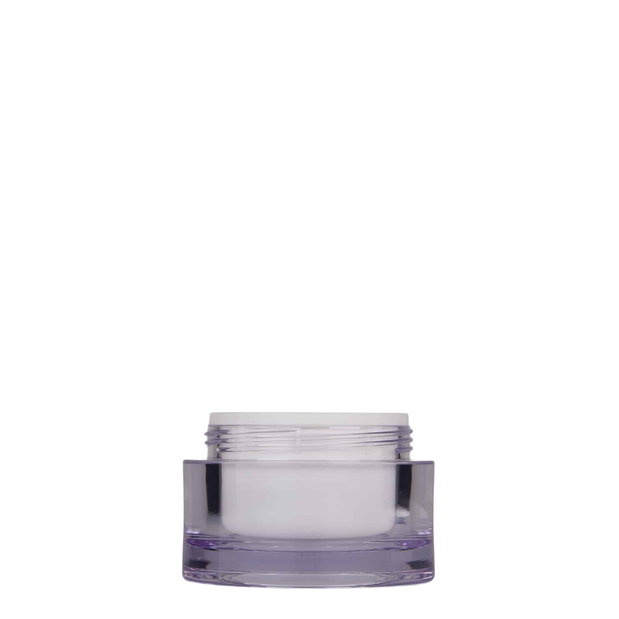 50 ml rasia, SAN-muovi, valk., suu: Kierrekorkki 50 ml rasia, SAN-muovi, valk., suu: Kierrekorkki