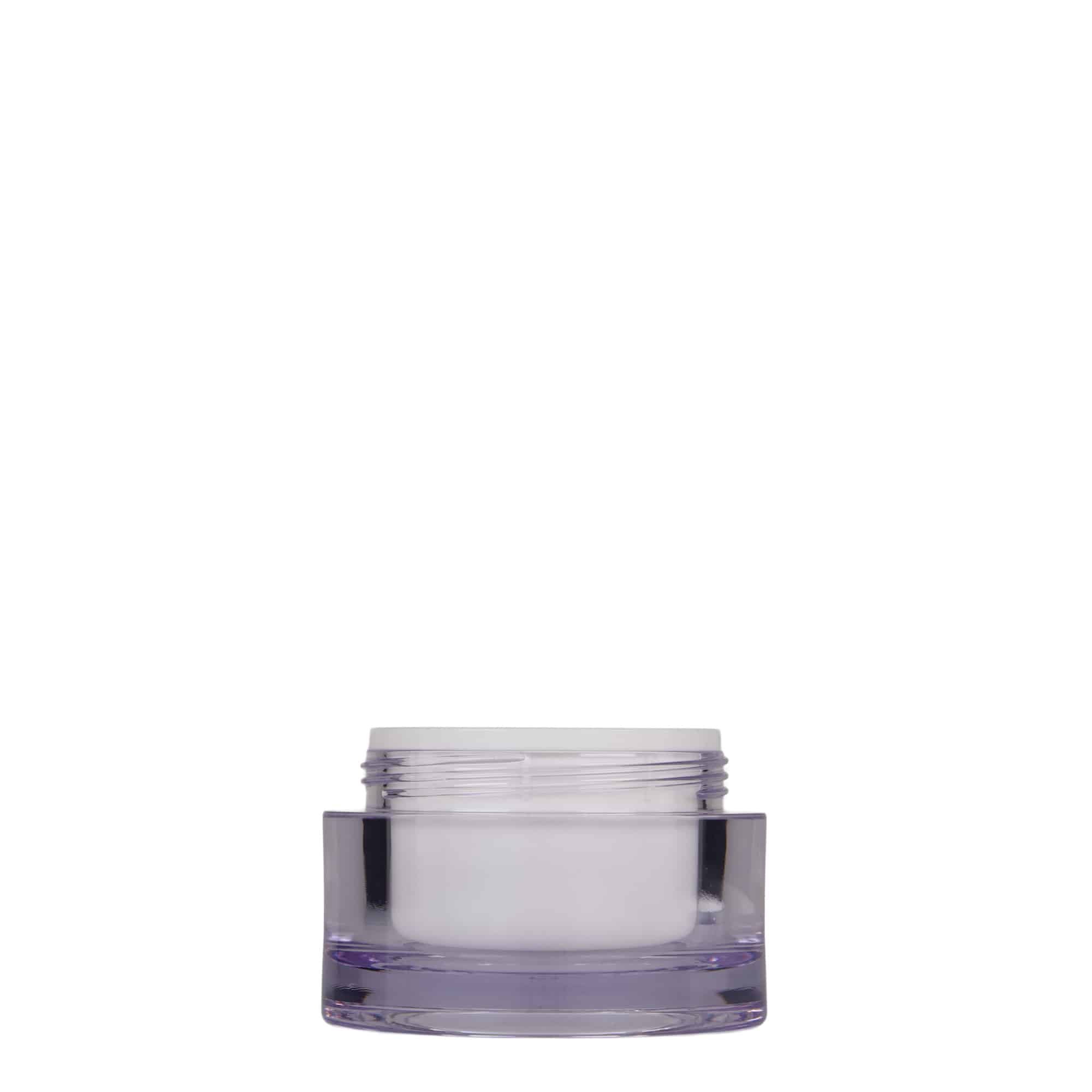 50 ml purkki, SAN-muovi, valkoinen, suuaukko: kierrekorkki