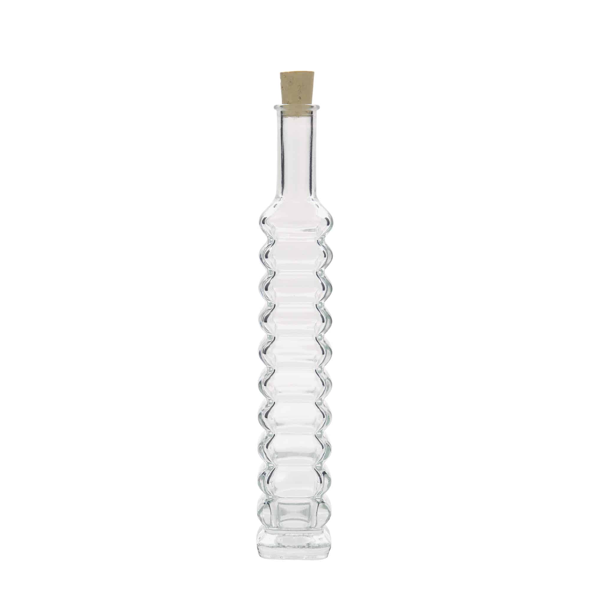 100 ml lasipullo 'Roma', neliö, suu: korkki