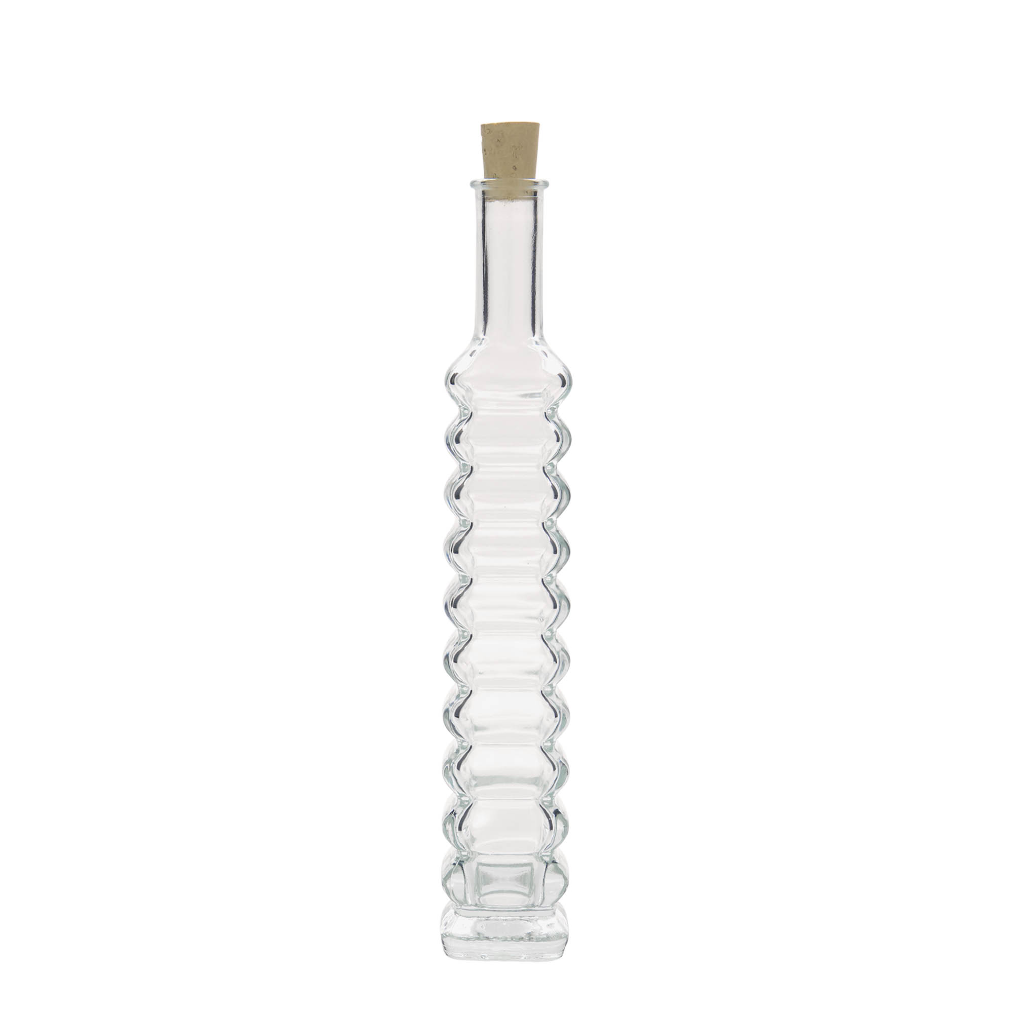 100 ml lasipullo 'Roma', neliömäinen, suuaukko: korkki 100 ml lasipullo 'Roma', neliömäinen, suuaukko: korkki