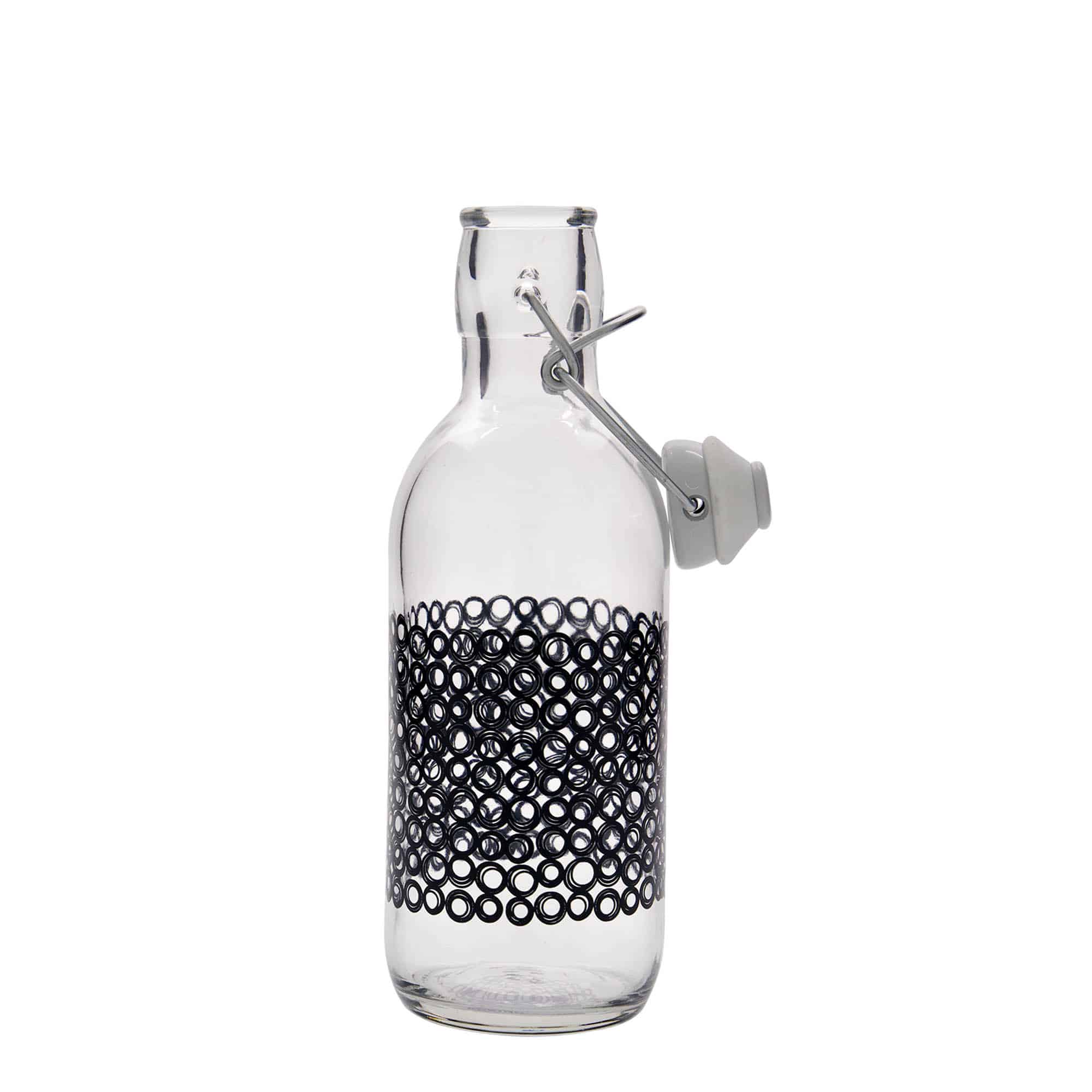 500 ml lasipullo 'Emilia', kuvio: Circola nero, suu: patenttikorkki 500 ml lasipullo 'Emilia', kuvio: Circola nero, suu: patenttikorkki