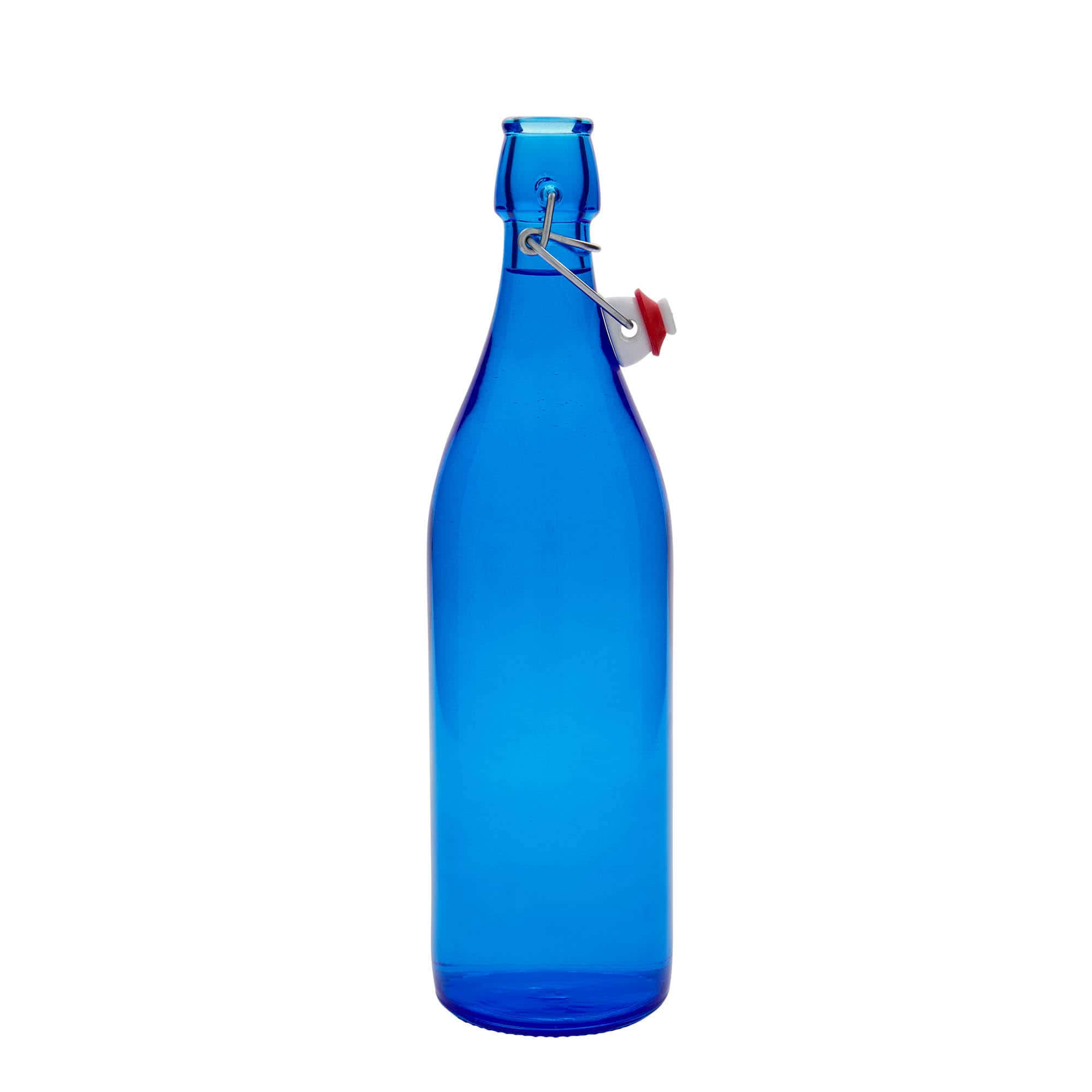 1.000 ml lasipullo 'Giara', sininen, suuaukko: lukittava suljin