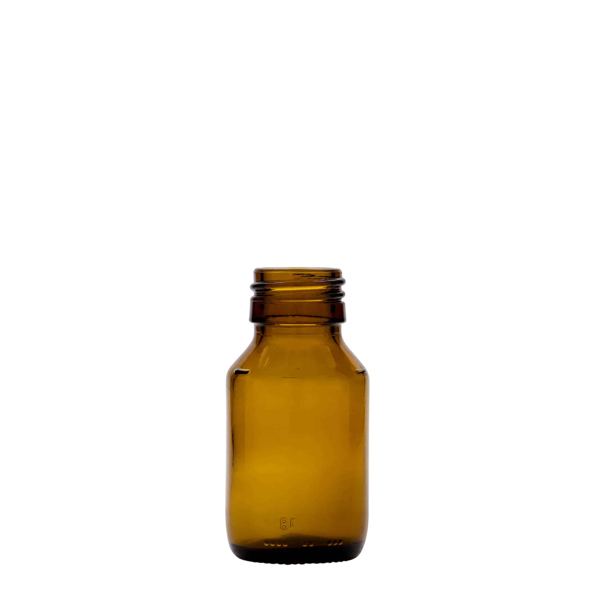 50 ml lääkeputkilo, ruskea, lasia, suuaukon koko: PP 28