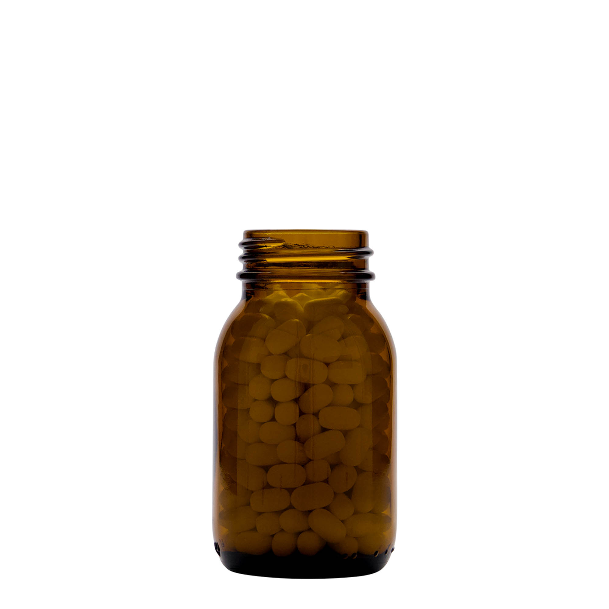 125 ml leveäkaulainen lasi, ruskea, suuaukon koko: DIN 40