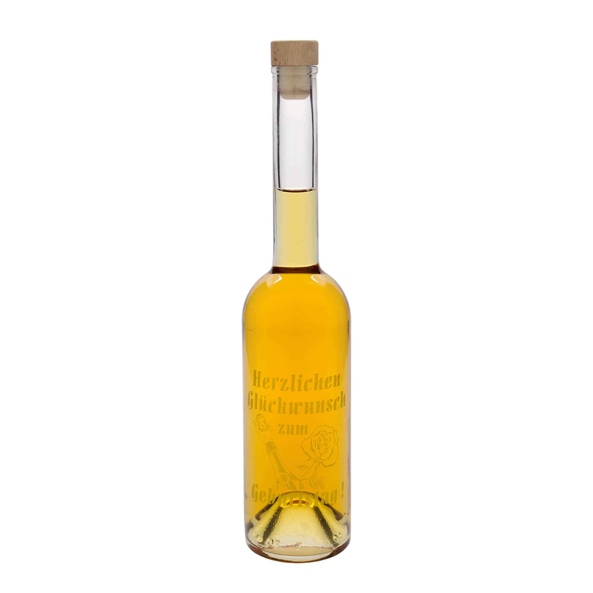 500 ml lasipullo 'Ooppera', kuvio: Apple, suu: korkki