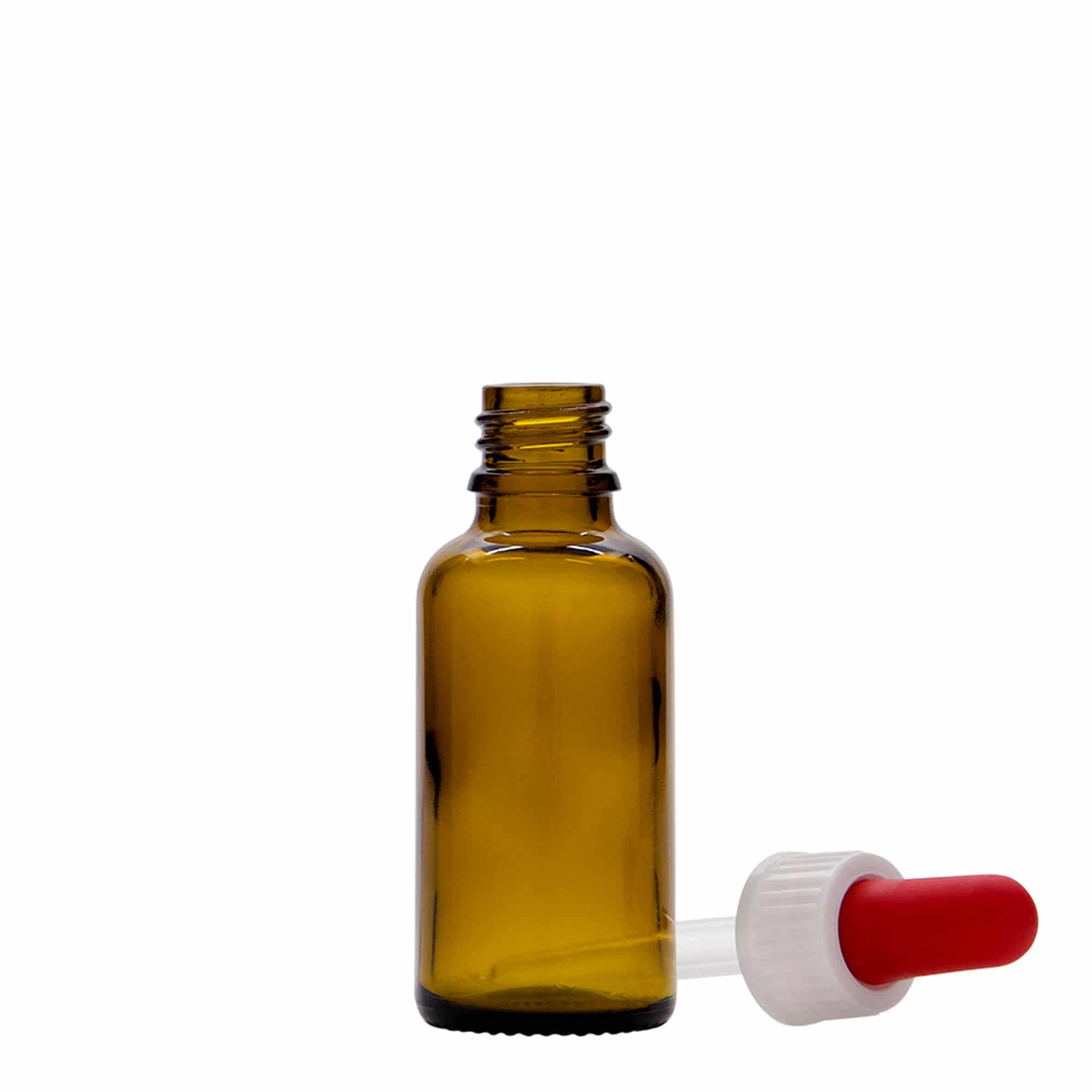 30 ml lääketieteellinen pipettipullo, lasia, ruskea, suuaukko: DIN 18