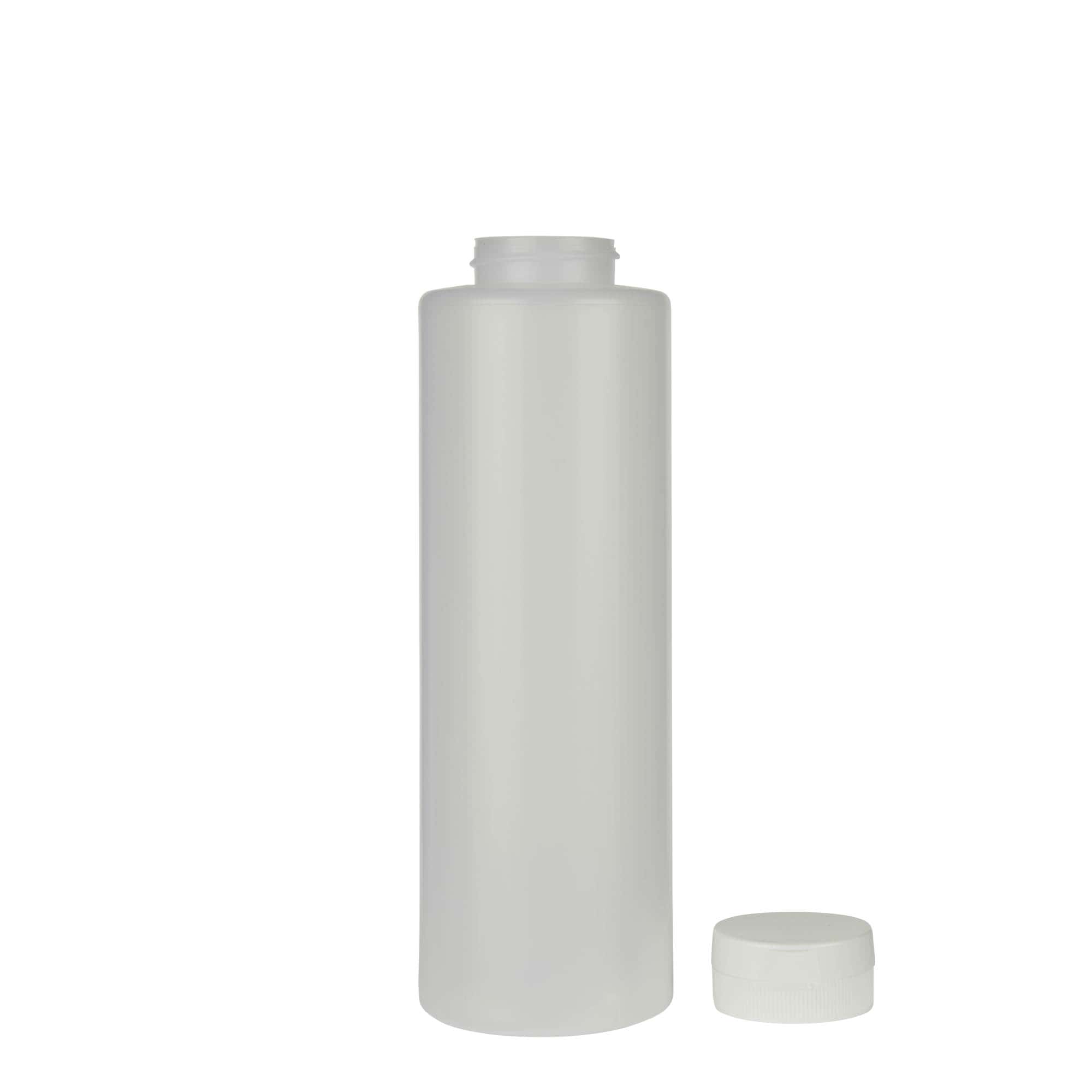 500 ml kastikepullo, LDPE-muovi, luonnollinen, suuaukon koko: 38/400
