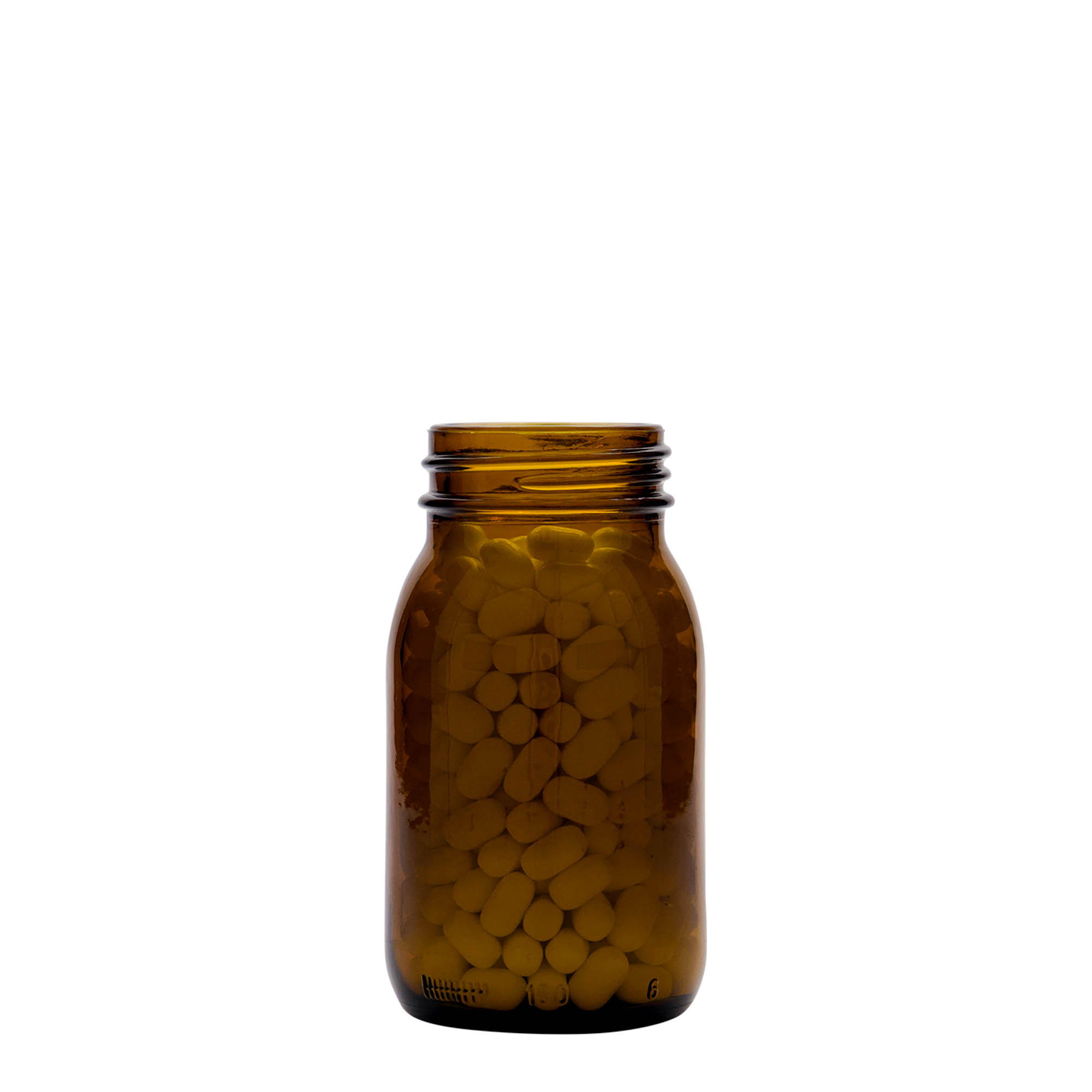 150 ml paksukaulainen lasi, ruskea, suuaukko: DIN 45 150 ml paksukaulainen lasi, ruskea, suuaukko: DIN 45
