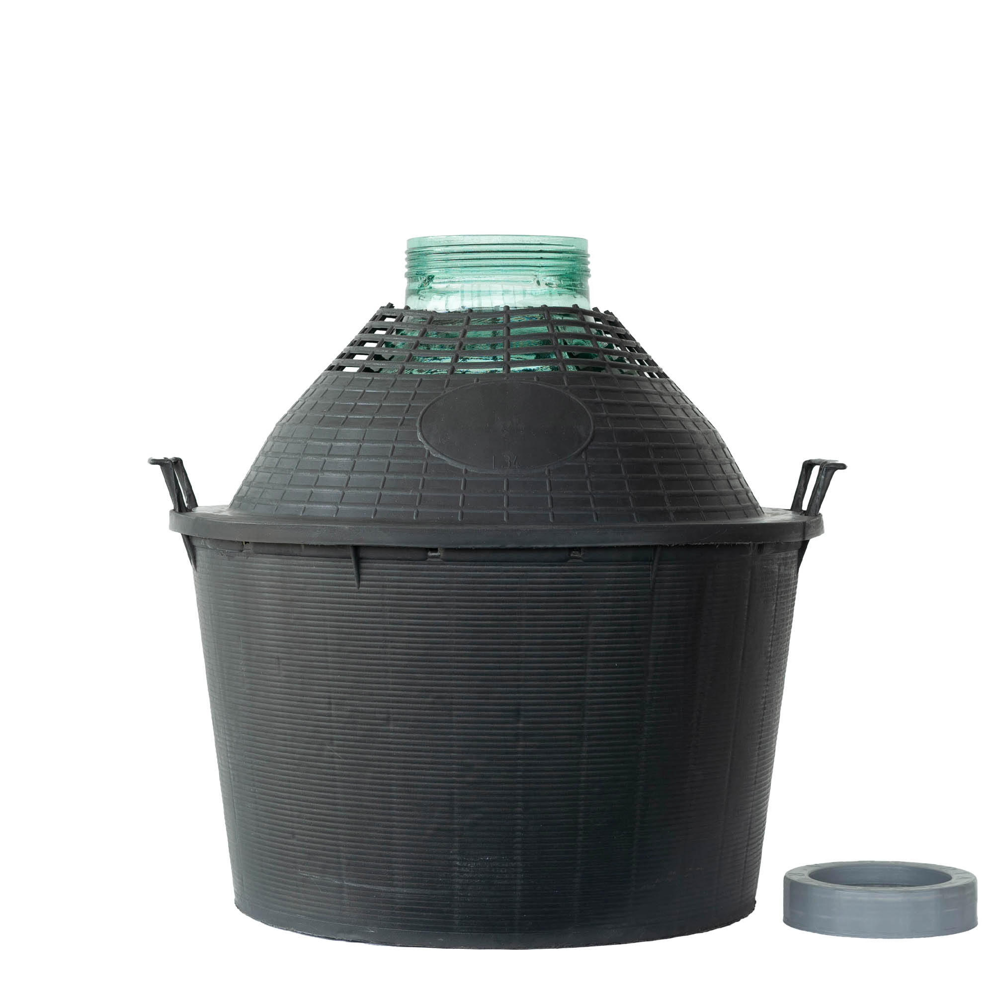 34 l pallopullo leveällä suulla, lasia, suuaukko: ruuvikorkki