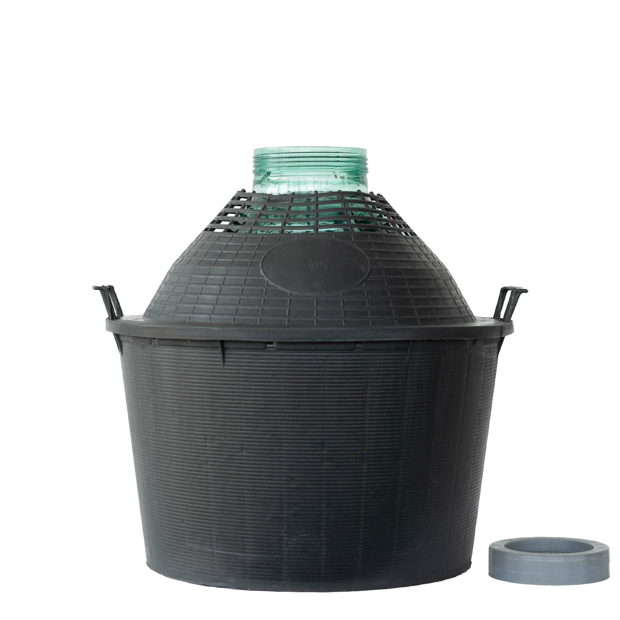 34 l pallopullo leveällä suulla, lasia, suuaukko: ruuvikorkki