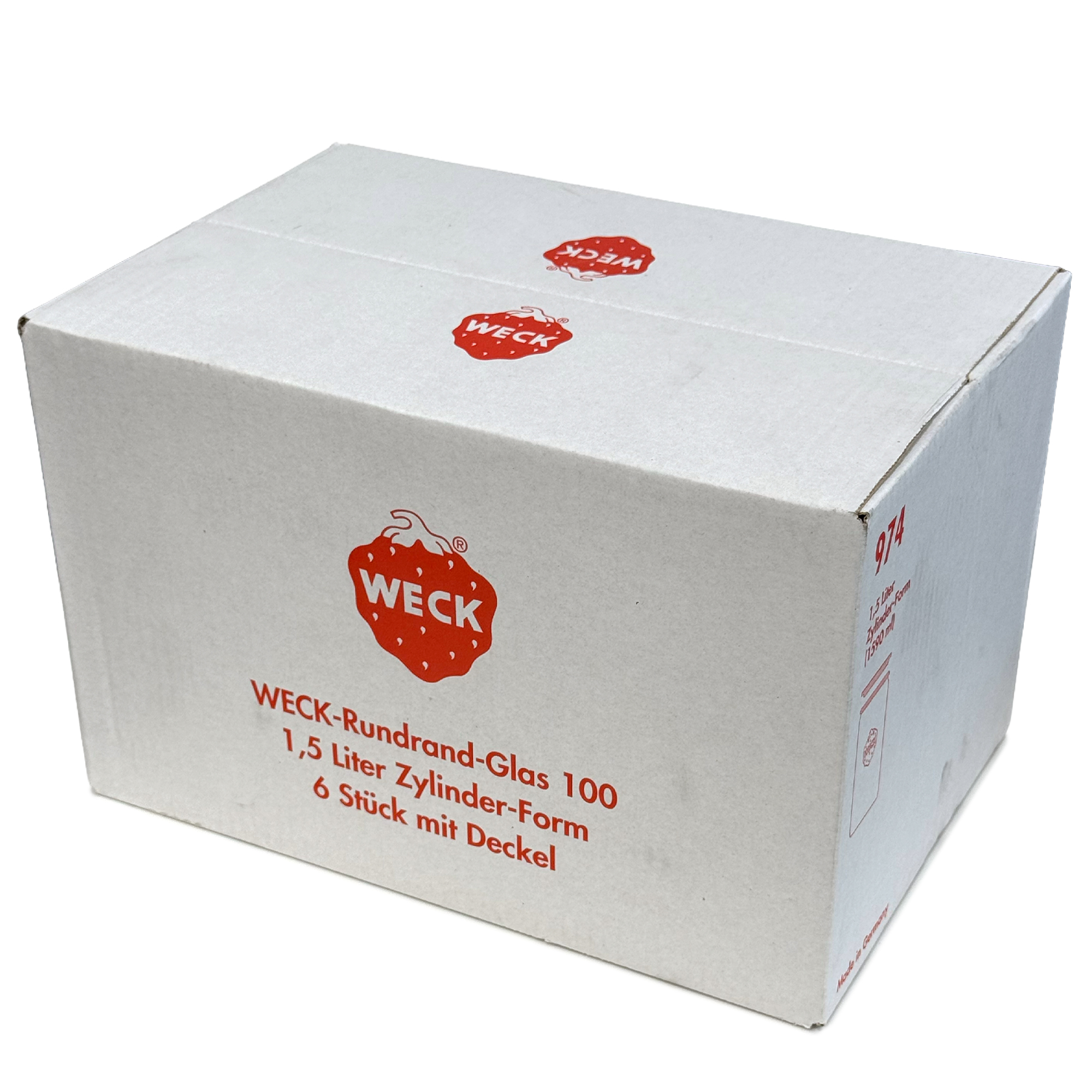 6x 1575 ml WECK-sylinterilasi lasikannella RR 100
