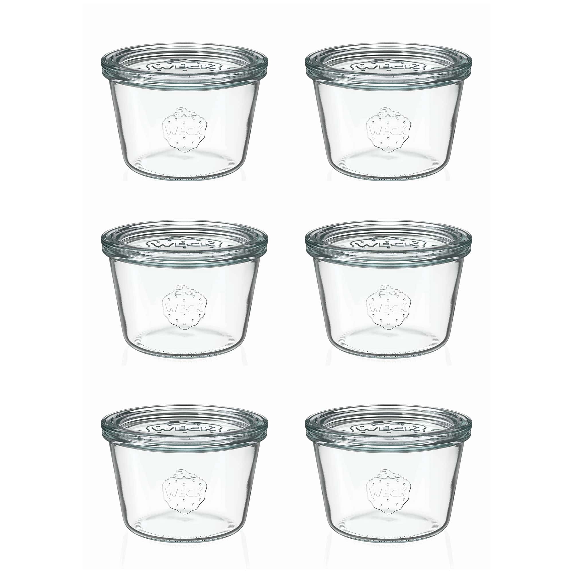 6x 370 ml WECK-kaatopurkki lasikannella RR 100