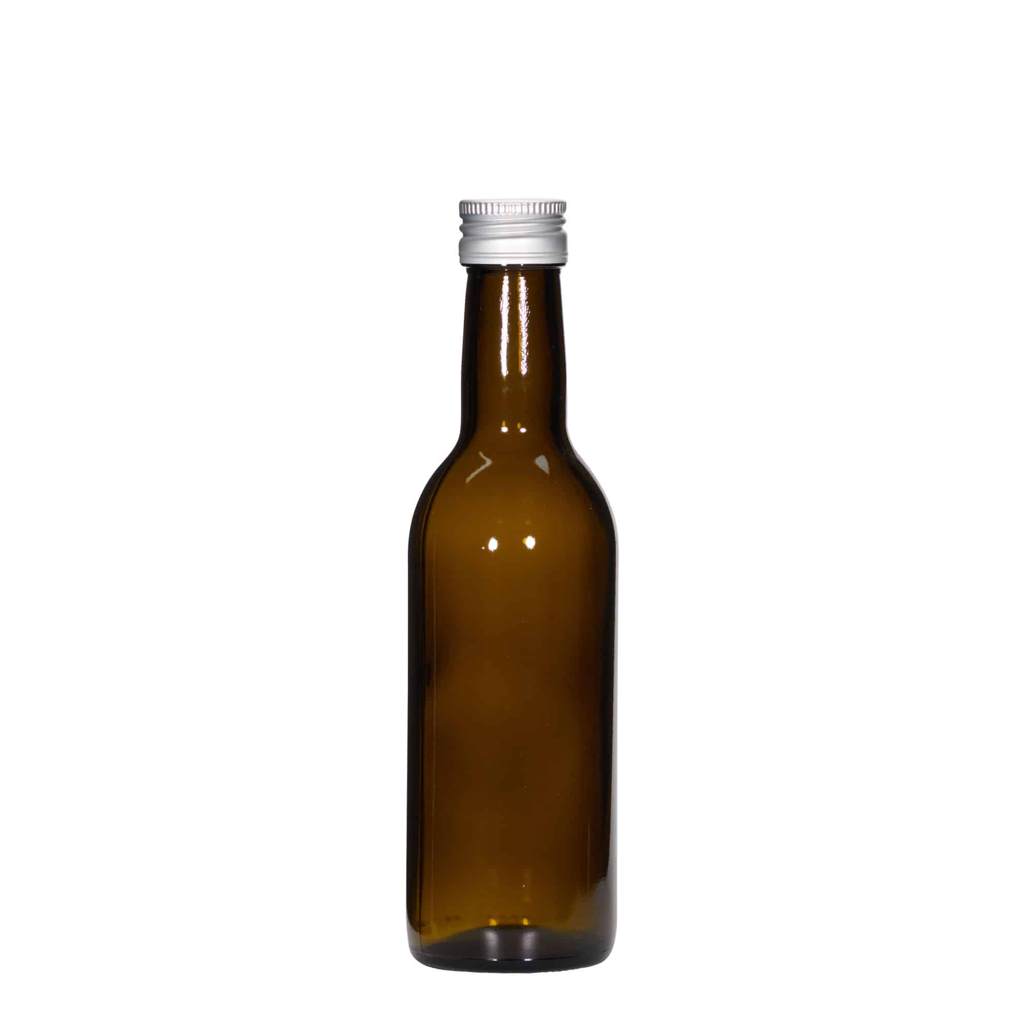 250 ml lasipullo 'Bordeaux', antiikinvihreä, suu: PP 28