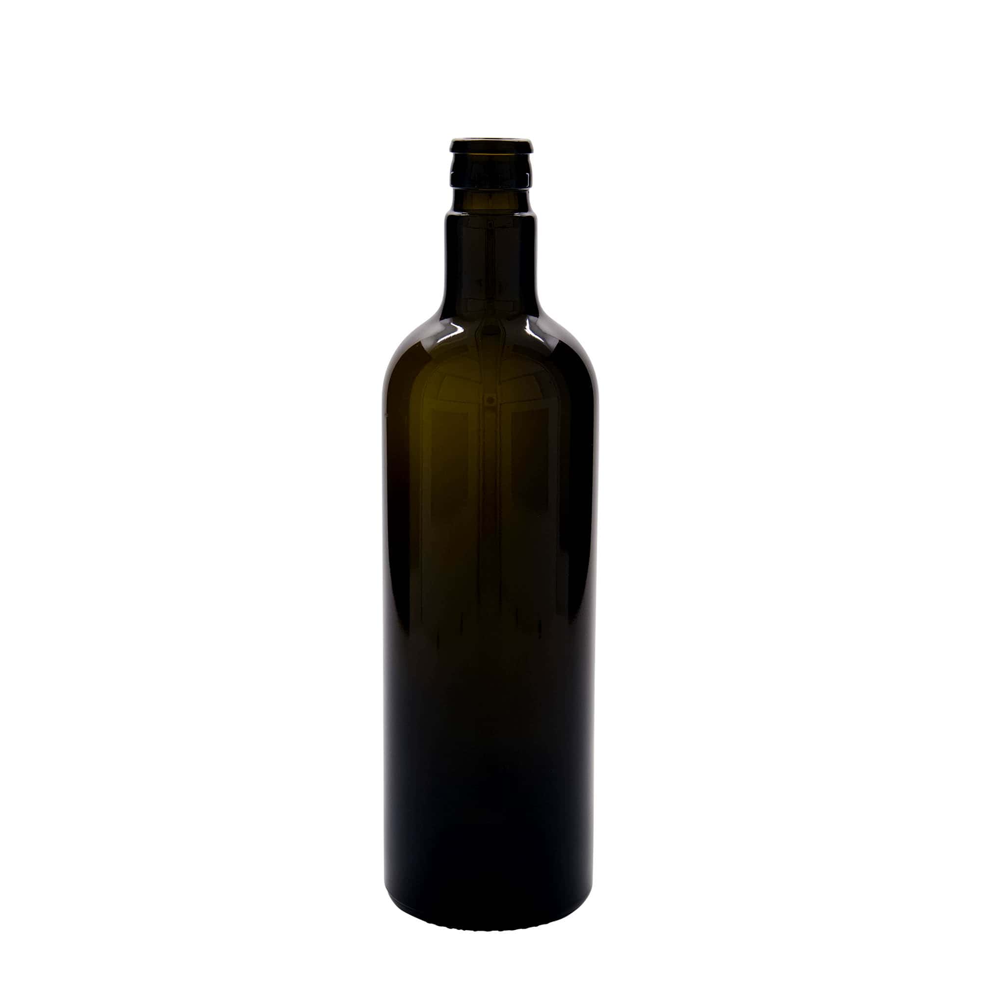 750 ml etikka-/öljypullo 'Willy New', lasia, antiikkivihreä, suuaukko: DOP