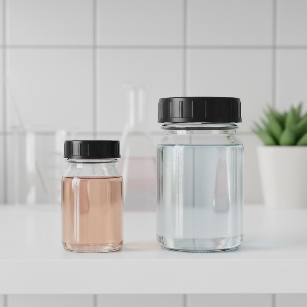 30 ml leveäkaulainen pullo, suuaukko: DIN 32