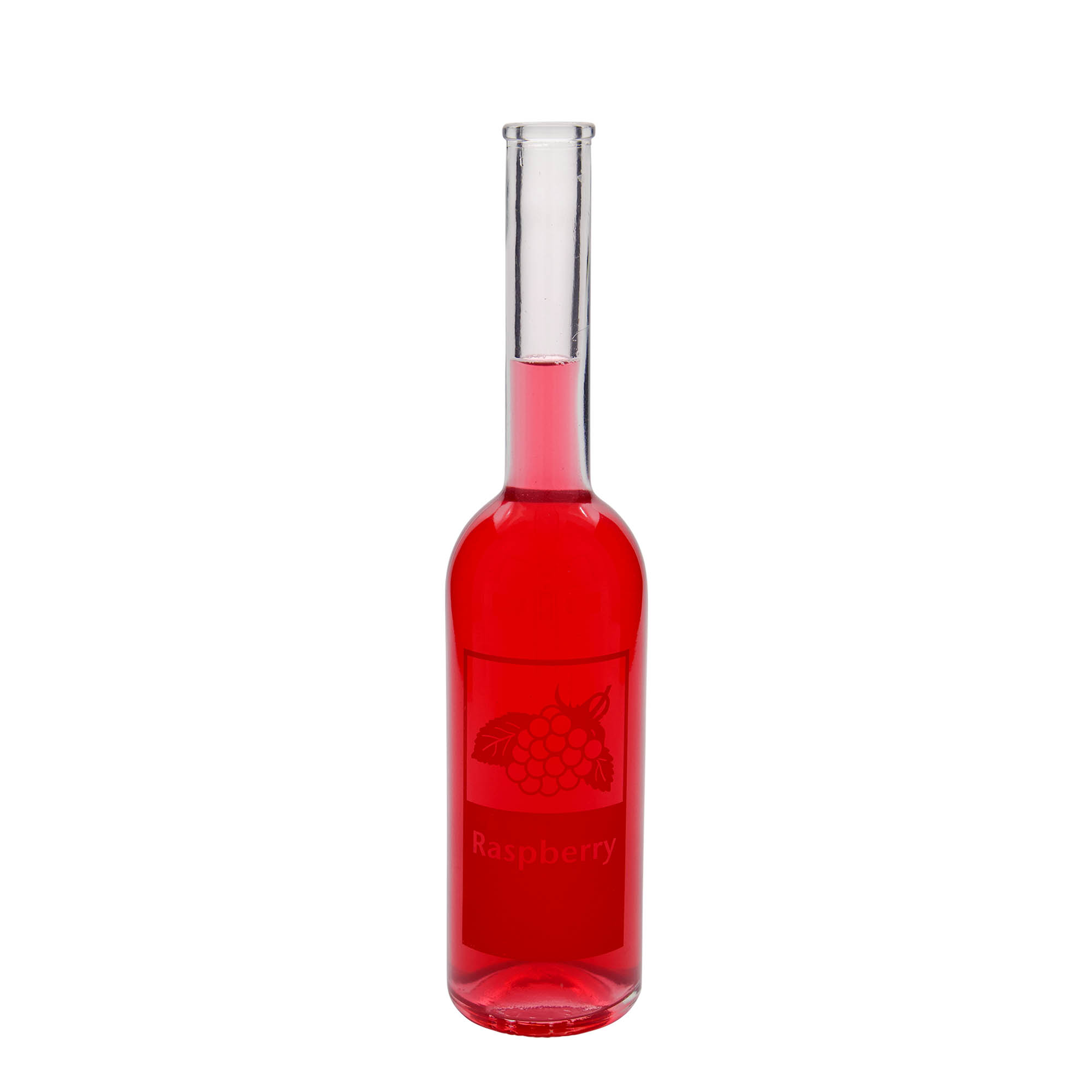 500 ml lasipullo 'Ooppera', kuvio: Raspberry, suu: korkki