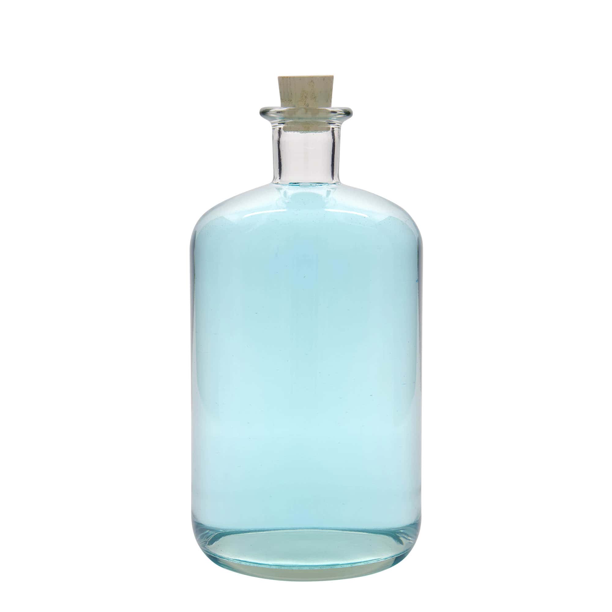 1500 ml apteekkarin lasipullo, suu: korkki