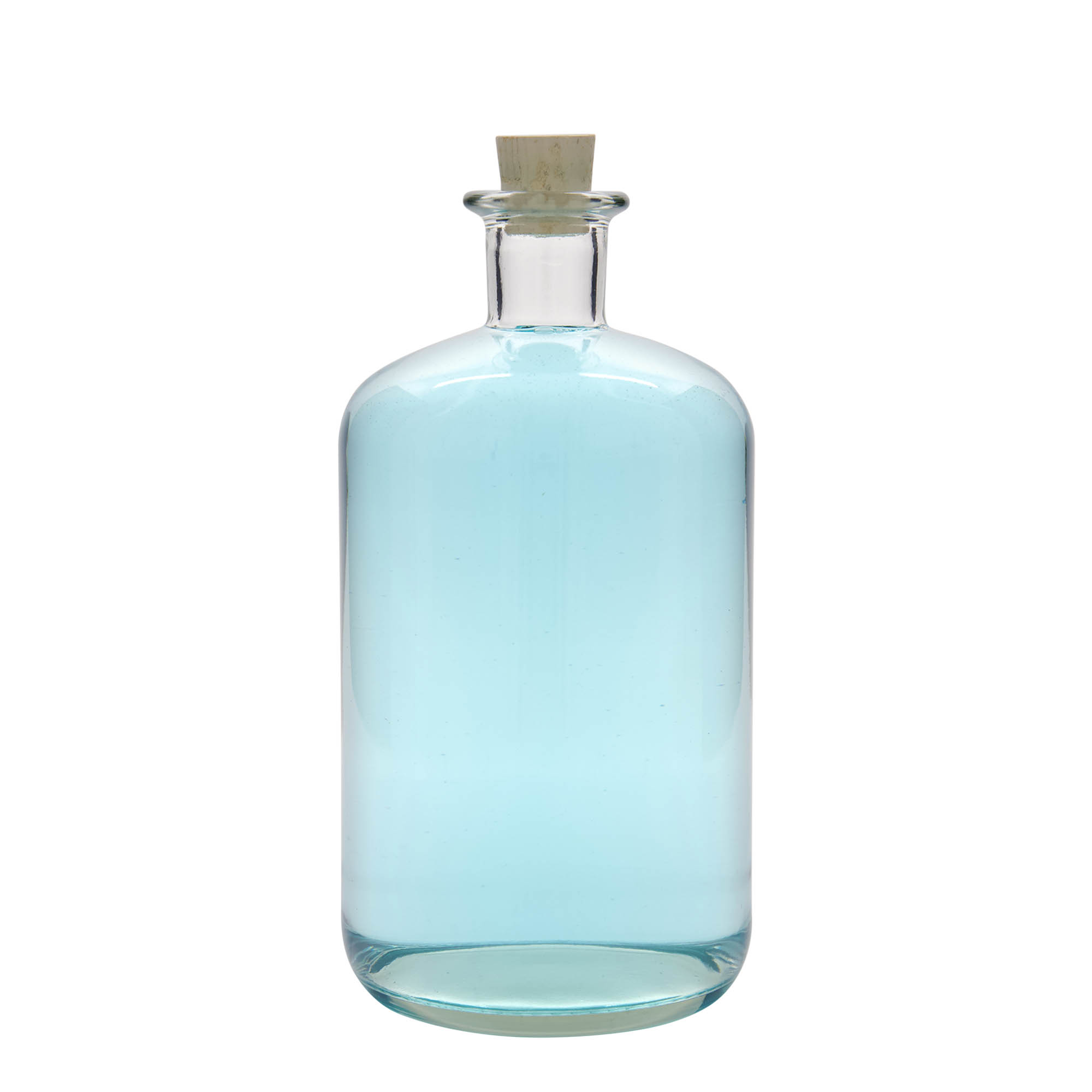 1.500 ml lasipullo apteekkarille, suuaukko: korkki