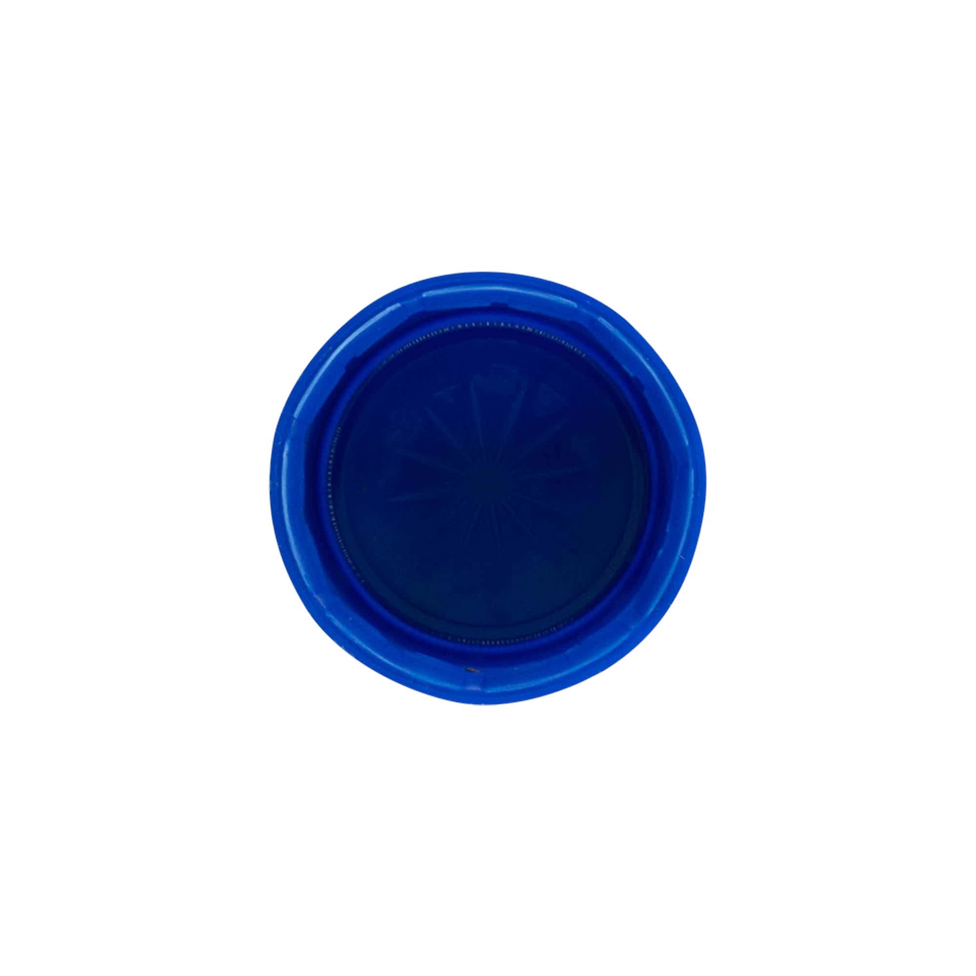Kierrettävä suljin, kaksijuoksuinen kierre, PE-muovi, sininen, suulle: PET 38 mm
