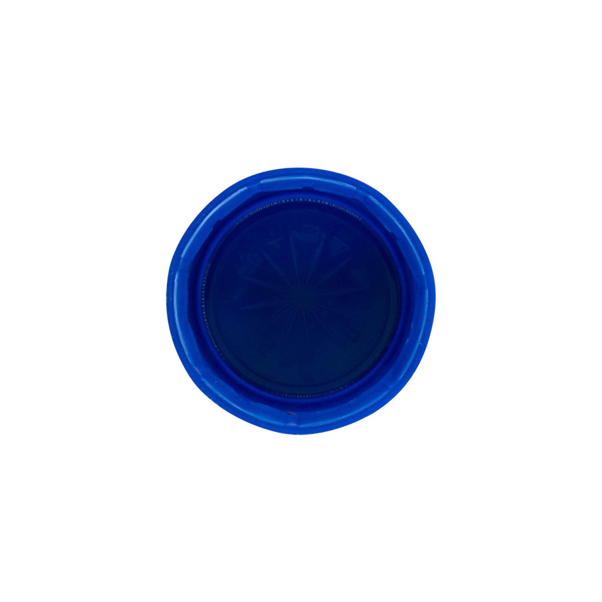 Kierrettävä suljin, kaksijuoksuinen kierre, PE-muovi, sininen, suulle: PET 38 mm Kierrettävä suljin, kaksijuoksuinen kierre, PE-muovi, sininen, suulle: PET 38 mm