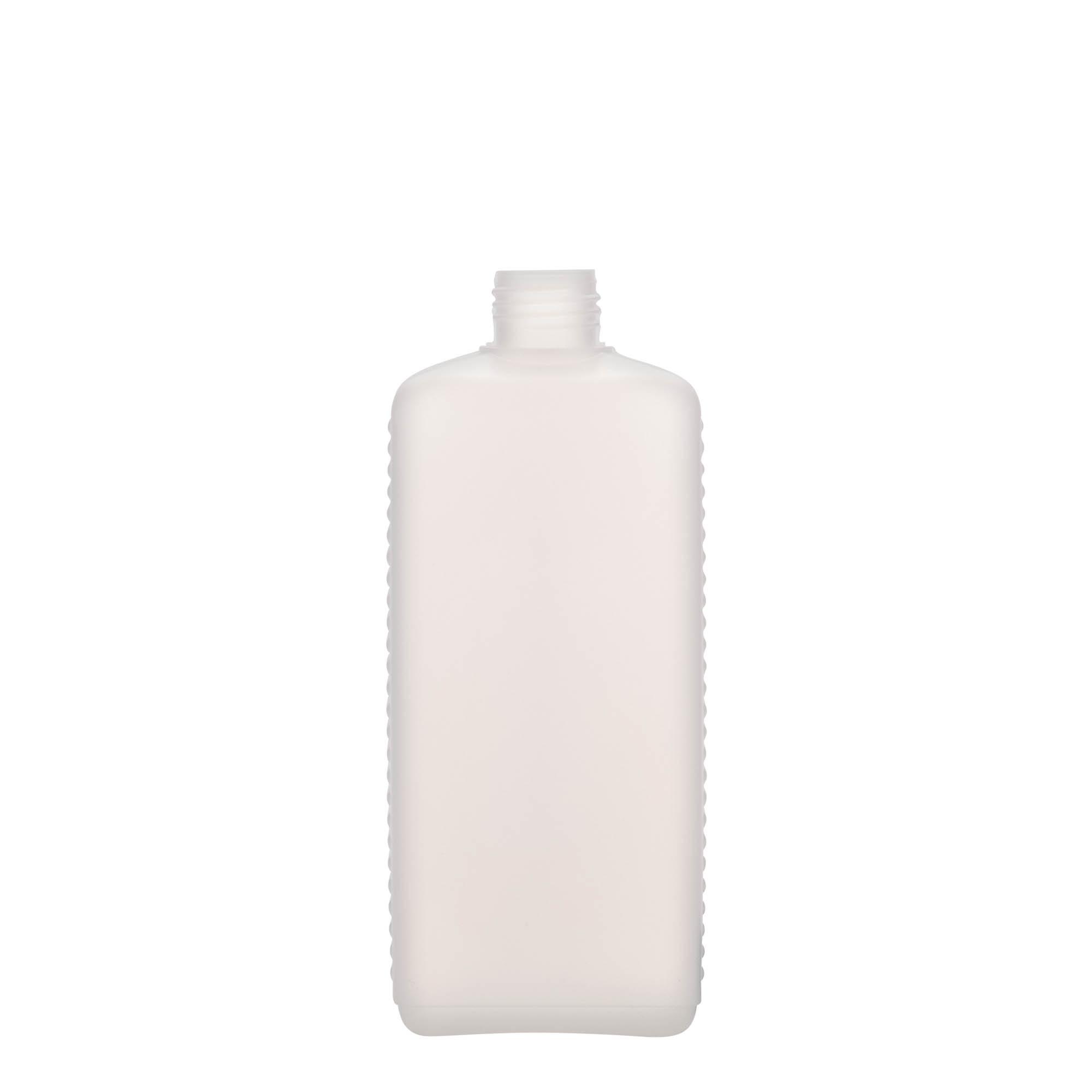 500 ml kanisteripullo, suorakaide, HDPE-muovi, luonnonvärinen, suuaukko: DIN 25 EPE