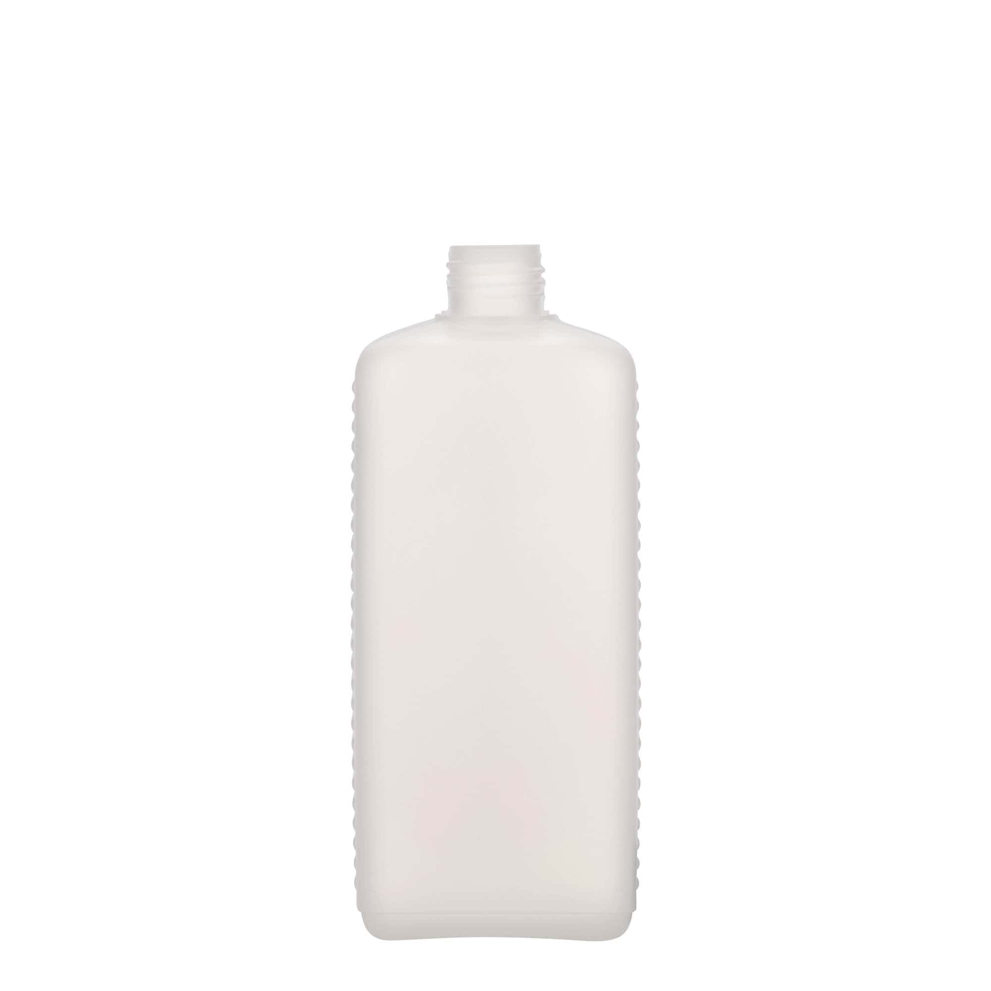 500 ml kanisteripullo, suorakaide, HDPE-muovi, luonnonvärinen, suuaukko: DIN 25 EPE