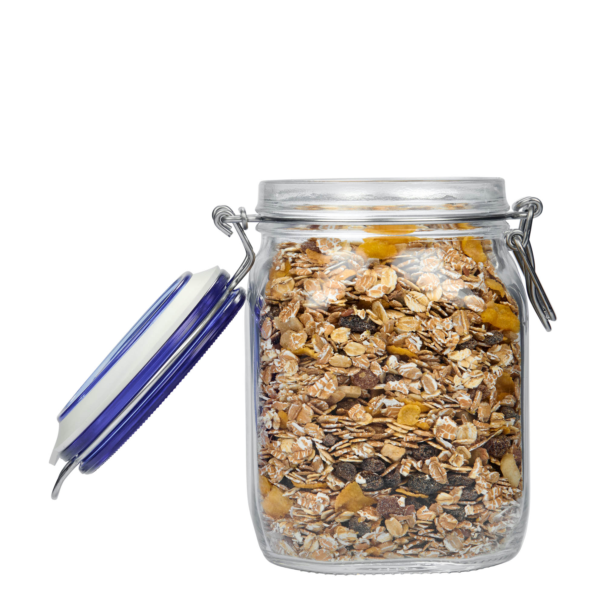 1 000 ml lankakahvainen purkki 'Fido' sininen kansi, nelikulmainen, suuaukko: lankakahvalukko 1 000 ml lankakahvainen purkki 'Fido' sininen kansi, nelikulmainen, suuaukko: lankakahvalukko