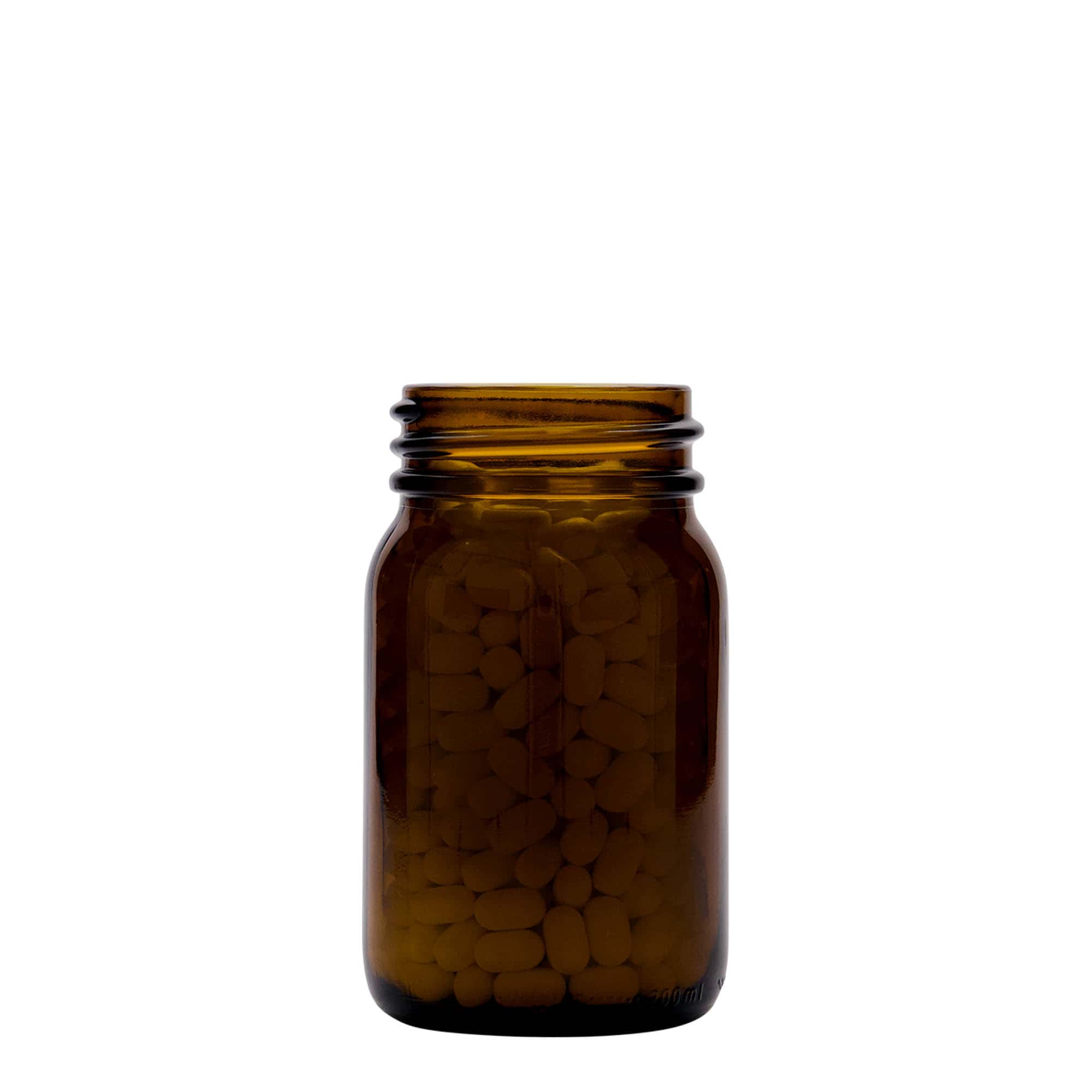 200 ml leveäkaulainen lasi, ruskea, suuaukko: DIN 55