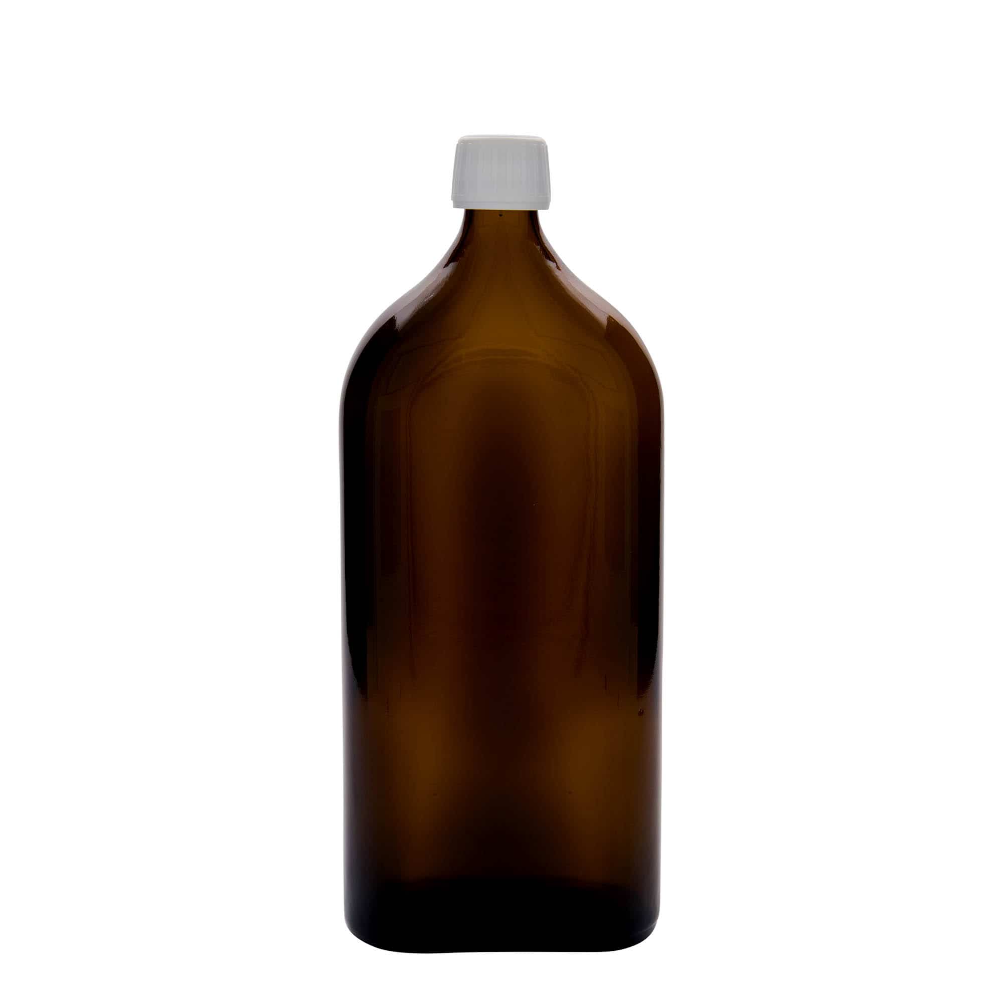 1000 ml lääkepullo Meplat, soikea, lasi, ruskea, suu: PP 28
