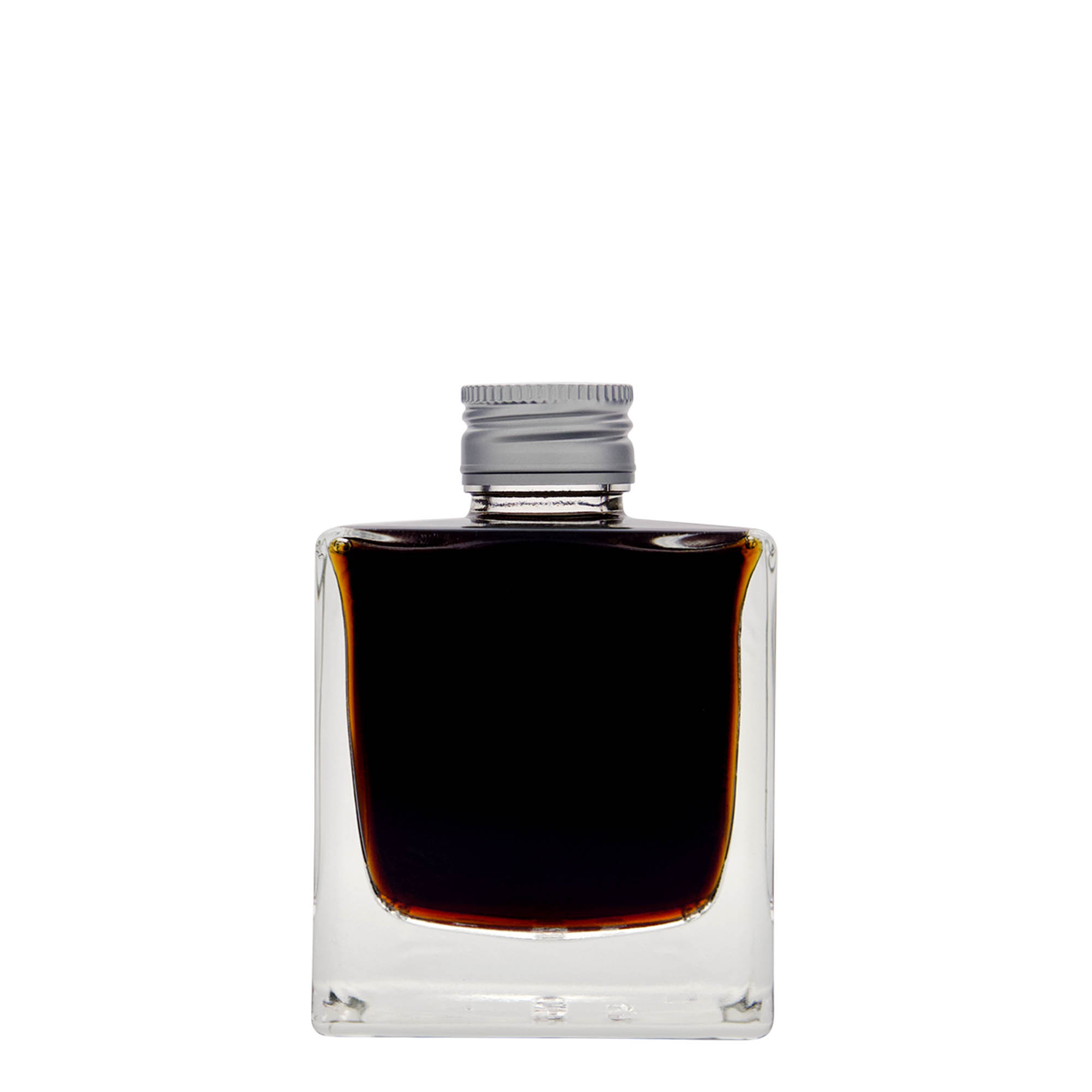 200 ml lasipullo ”Cube”, neliömäinen, suuaukko: PP 28