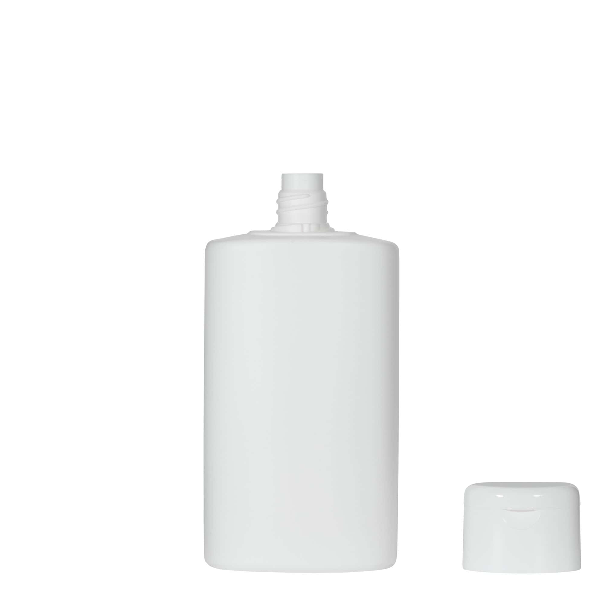 250 ml muovipullo 'Indy', ovaali, HDPE, valkoinen, suuaukko: ruuvikorkki