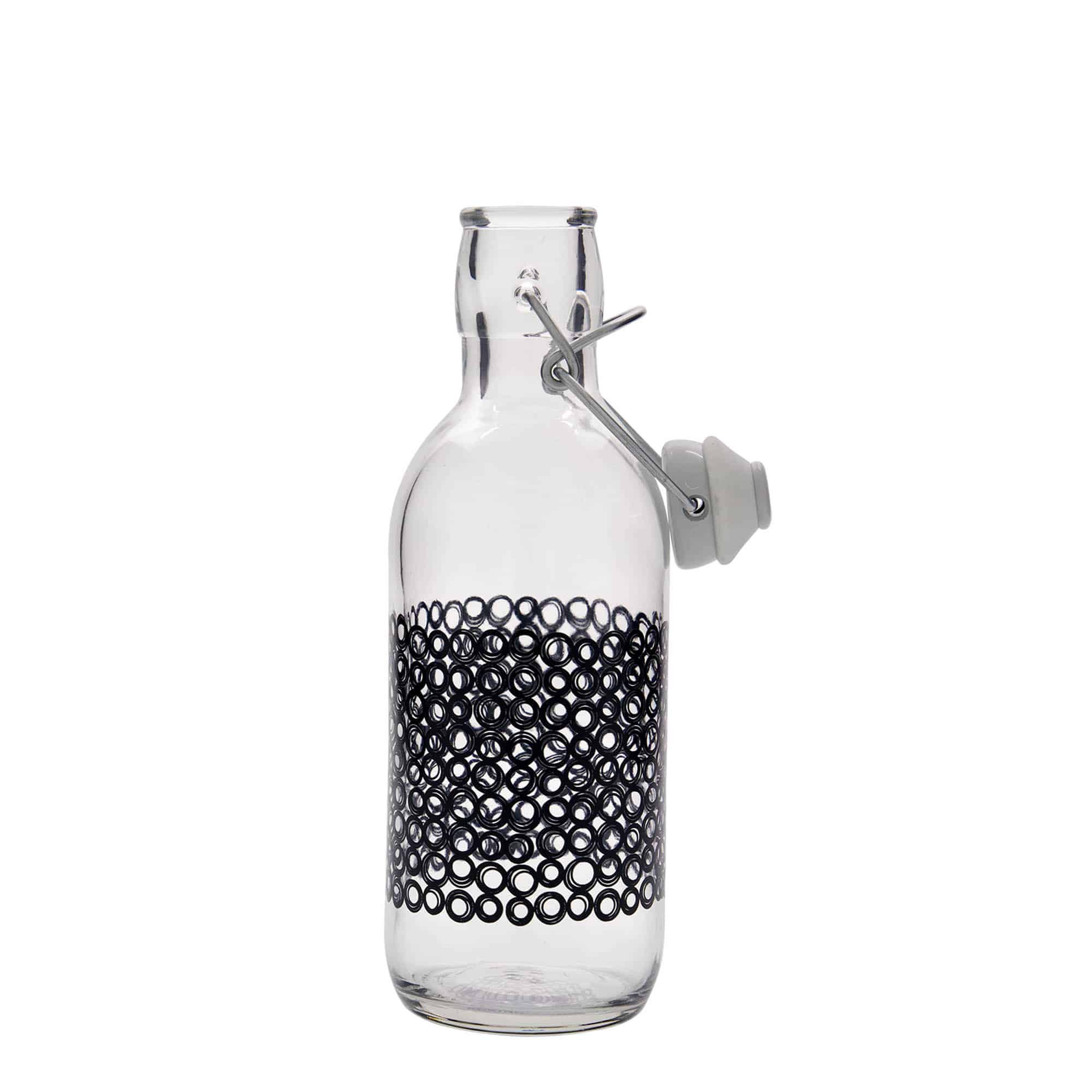 500 ml lasipullo 'Emilia', kuvio: Circola nero, suuaukko: kierrettävä suljin