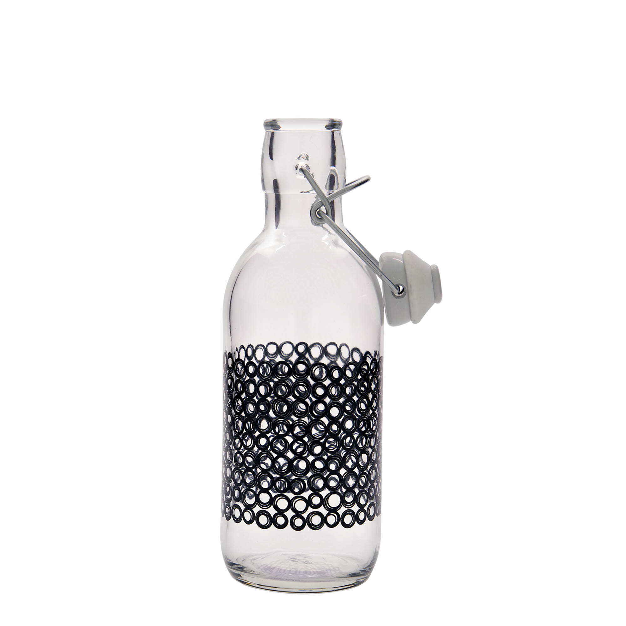 500 ml lasipullo 'Emilia', kuvio: Circola nero, suuaukko: kierrettävä suljin 500 ml lasipullo 'Emilia', kuvio: Circola nero, suuaukko: kierrettävä suljin