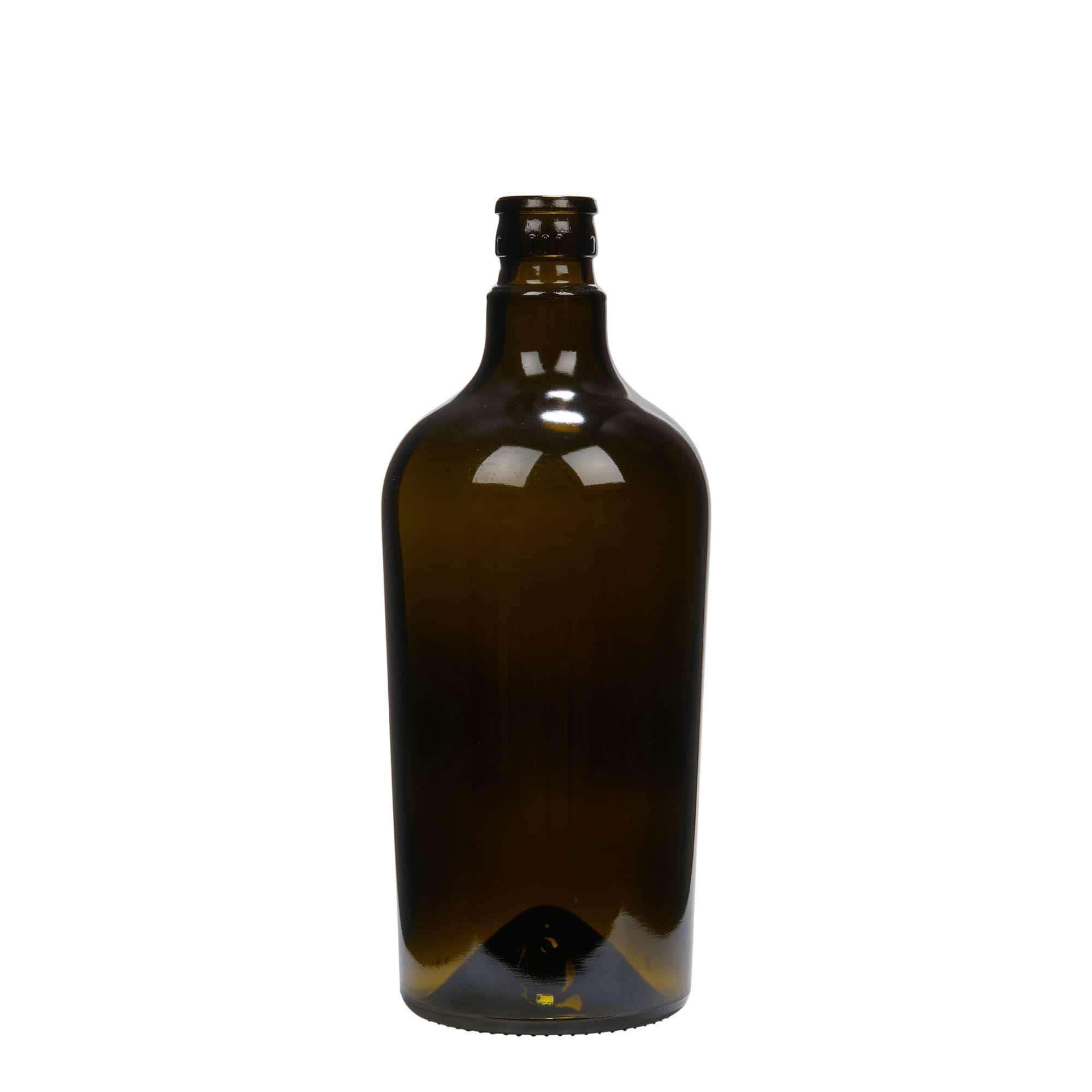 750 ml etikka-/öljypullo 'Oleum', lasi, antiikinvihreä, suu: DOP