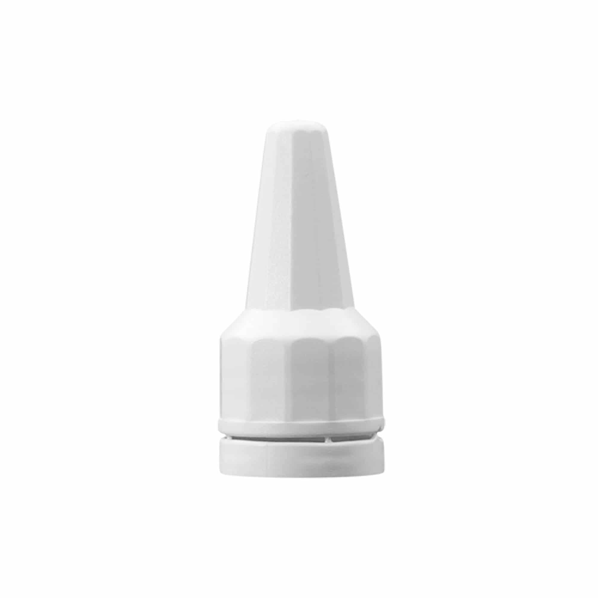 Kierrekorkki applikaattorilla, PE-muovi, valk., suu: DIN 18 Kierrekorkki applikaattorilla, PE-muovi, valk., suu: DIN 18