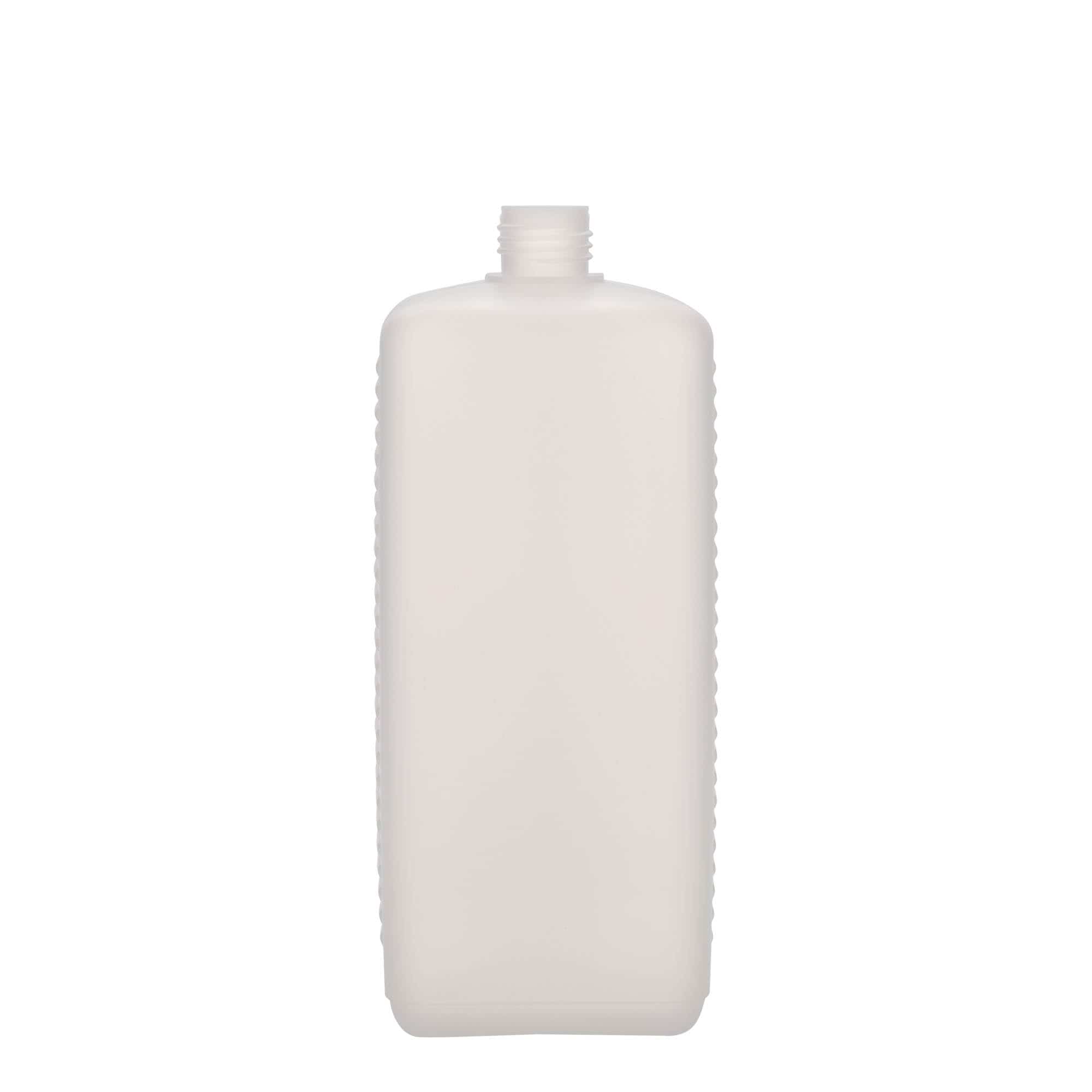 1000 ml kanisteripullo, nelikulm., HDPE-muovi, natur, suu: DIN 25 EPE