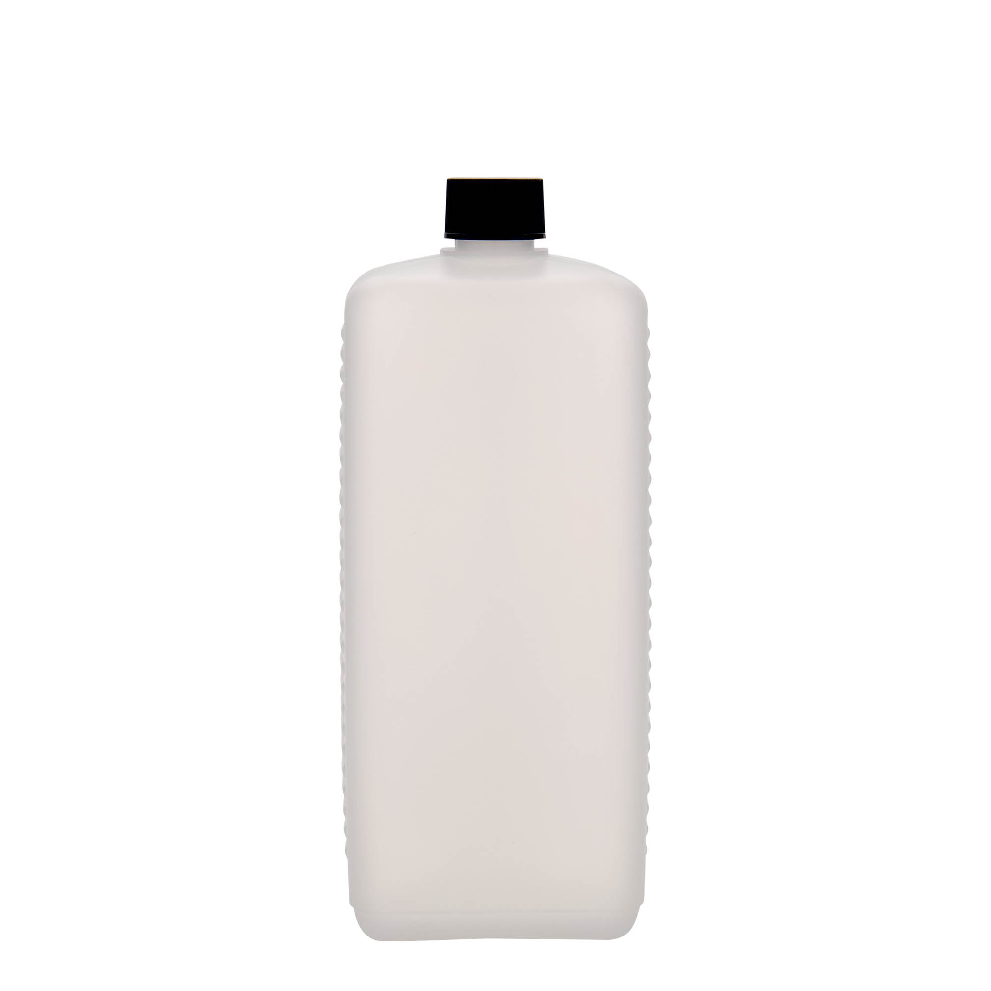 1 000 ml kanisteripullo, suorakaiteen muotoinen, HDPE-muovia, luonnonvärinen, suuaukon koko: DIN 25 EPE