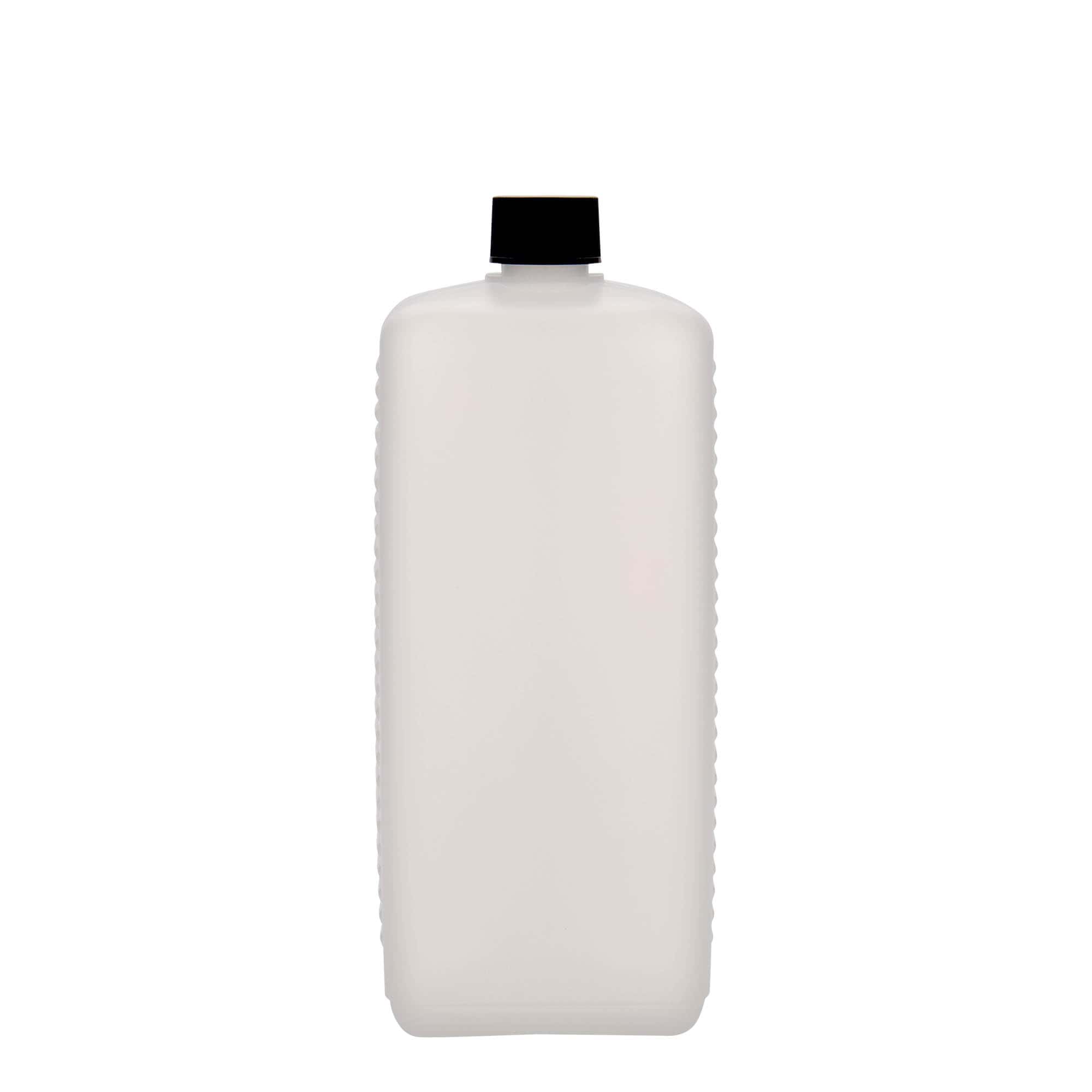 1 000 ml kanisteripullo, suorakaiteen muotoinen, HDPE-muovia, luonnonvärinen, suuaukon koko: DIN 25 EPE