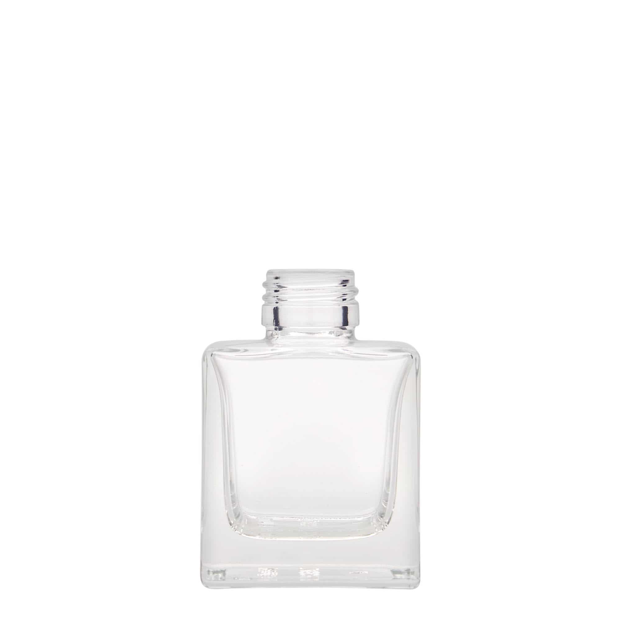 100 ml lasipullo 'Cube', neliö, suu: PP 28