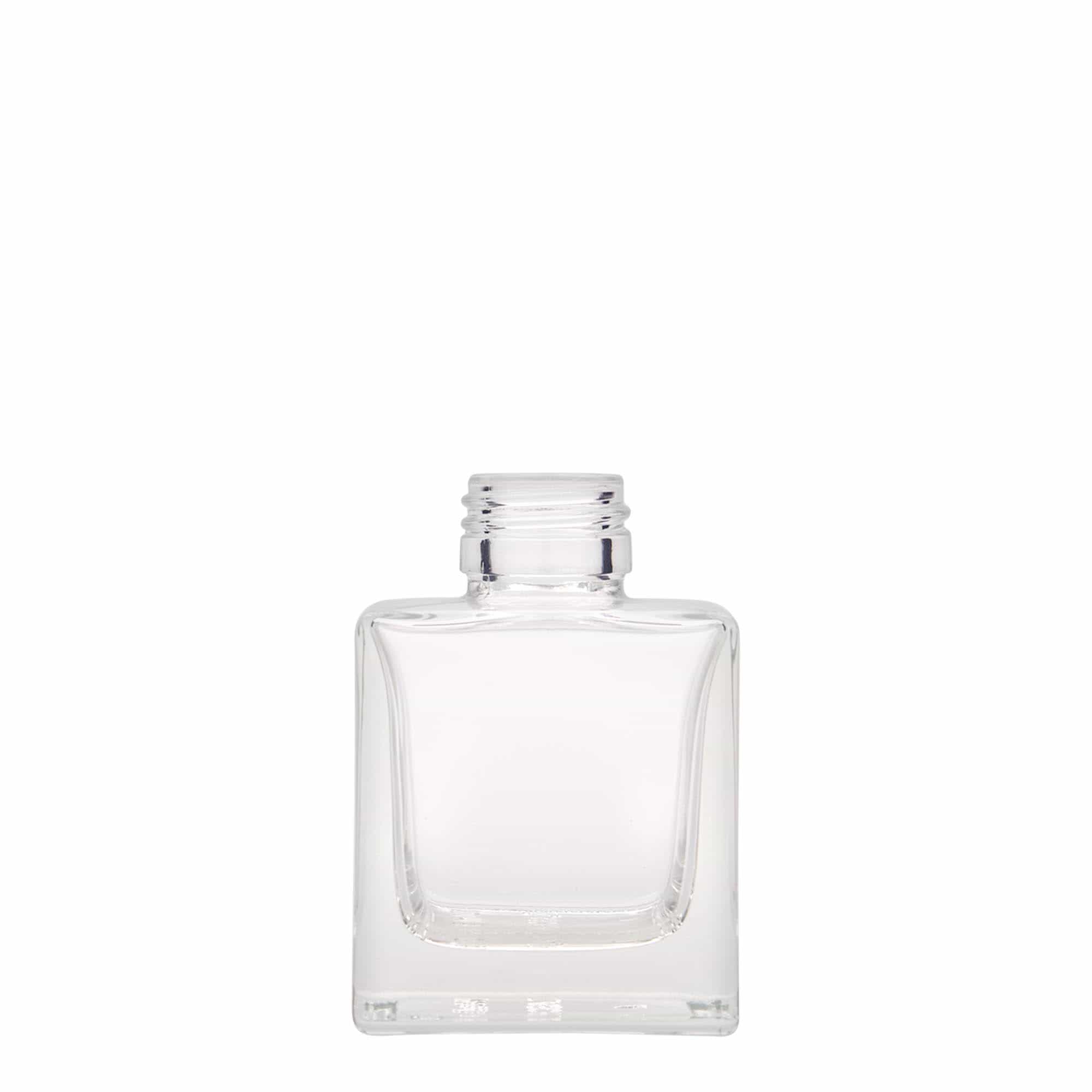 100 ml lasipullo 'Cube', neliömäinen, suuaukko: PP 28